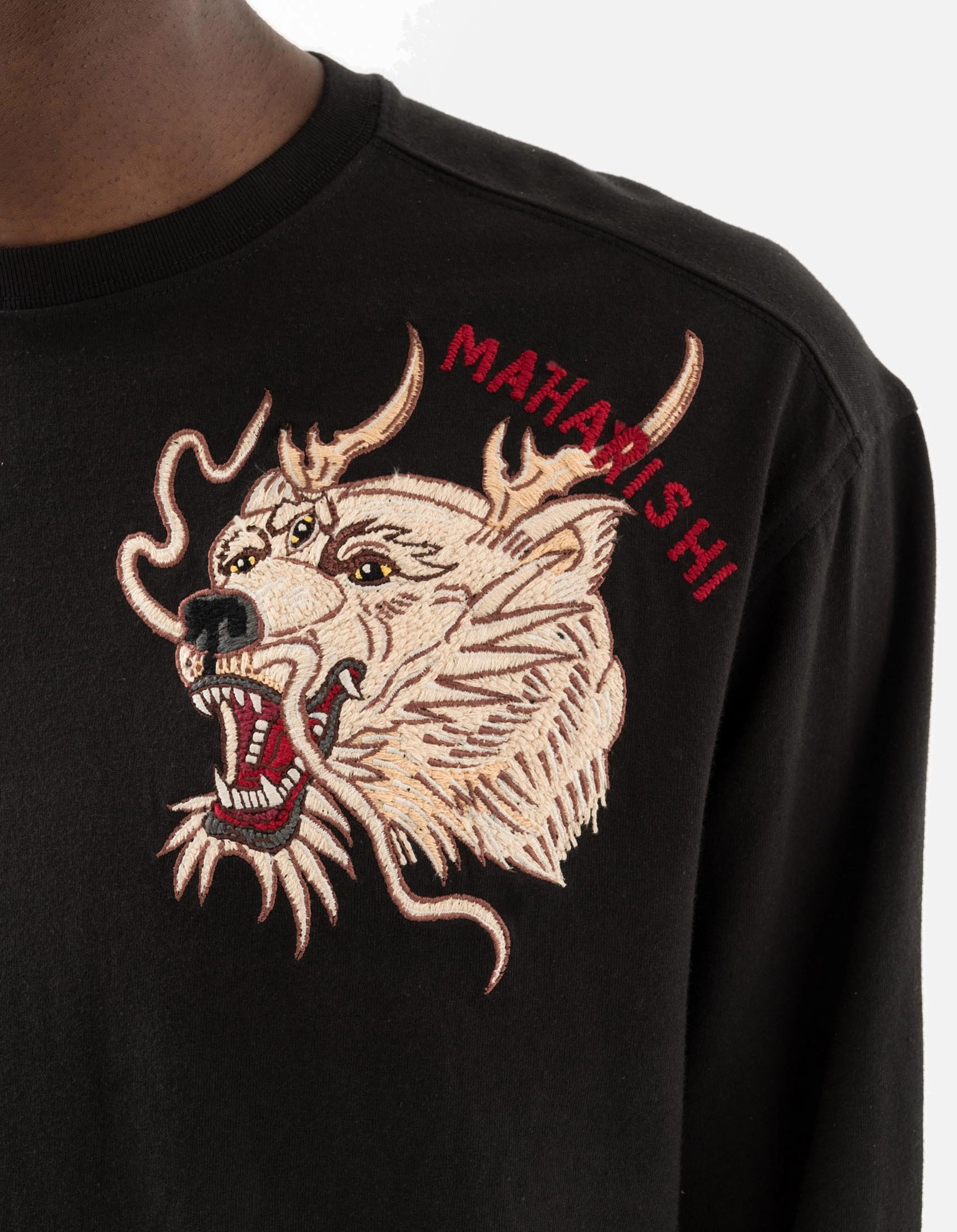 7090 Duality Bering Bears Embroidered L/S T-Shirt Black Breathable Lining