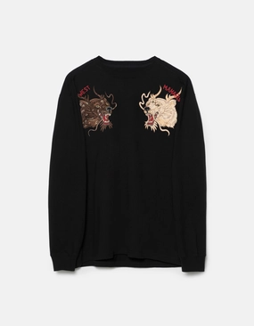 Lightweight Material SublimatedPrint 7090 Duality Bering Bears Embroidered L/S T-Shirt Black