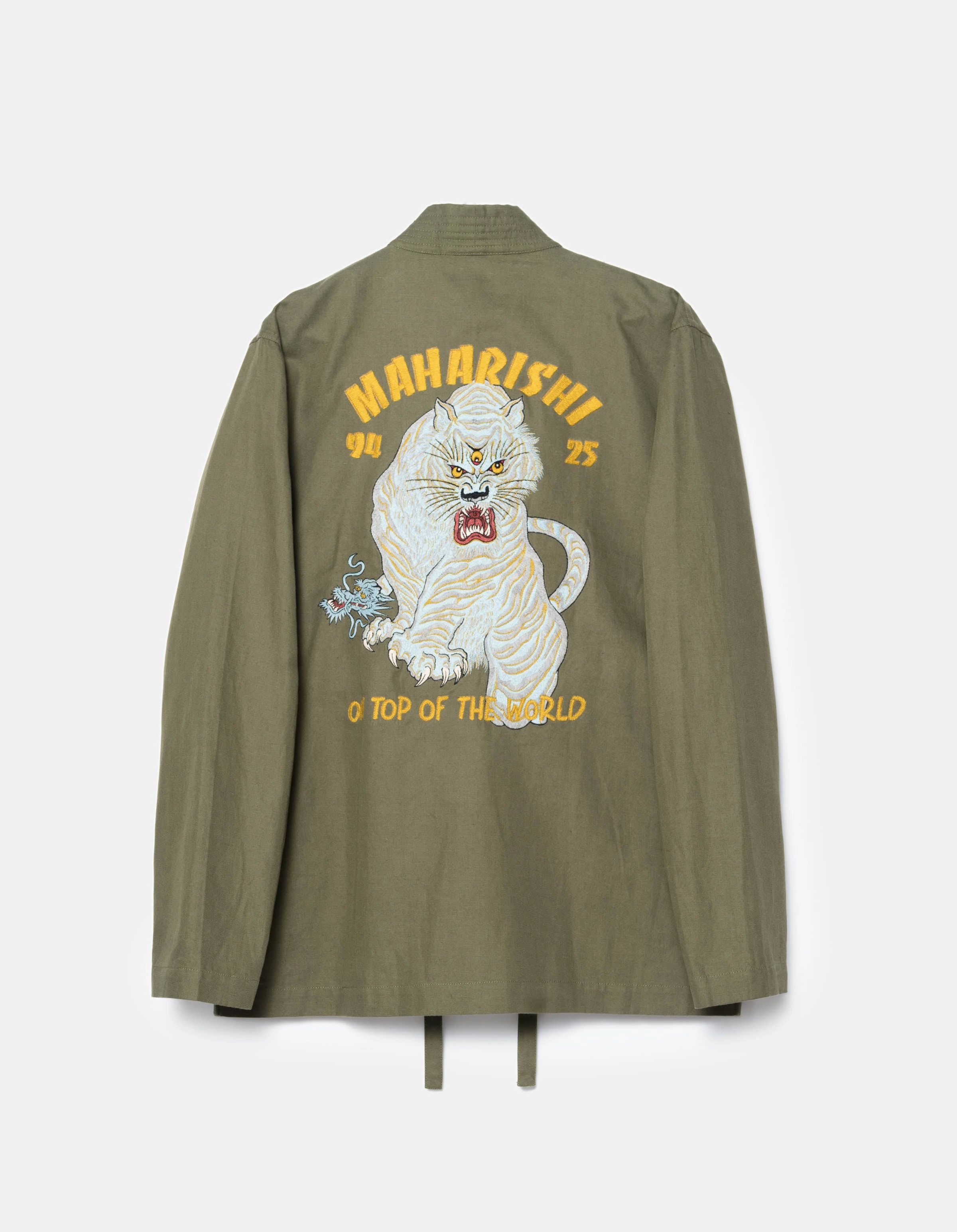 Cozy Design Anti Pilling Surface 7093 Sno Panters Embroidered Hanten Shirt Olive OG-107F