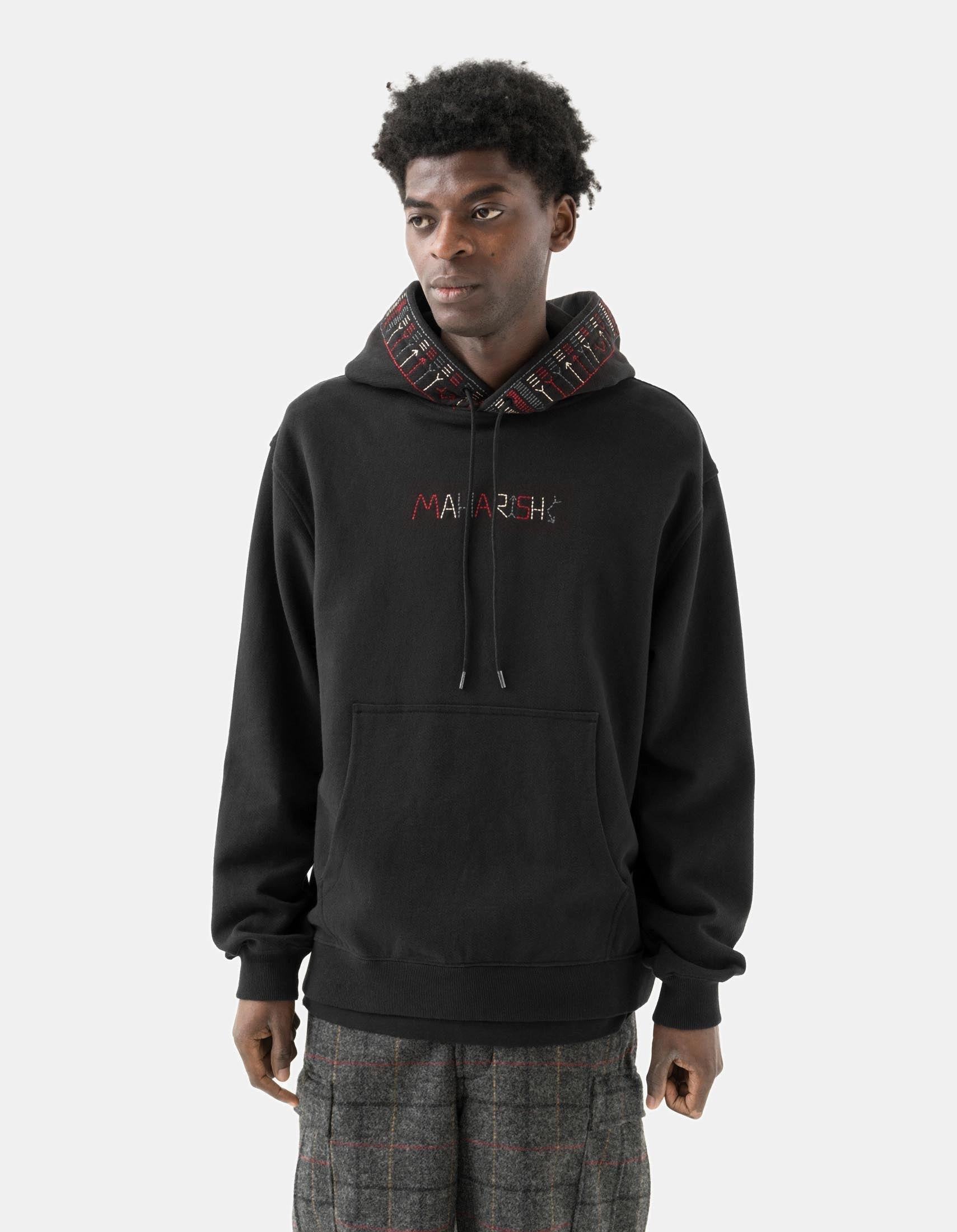 7095 Alaskan Hilltribe Embroidered Hooded Sweat Black Removable