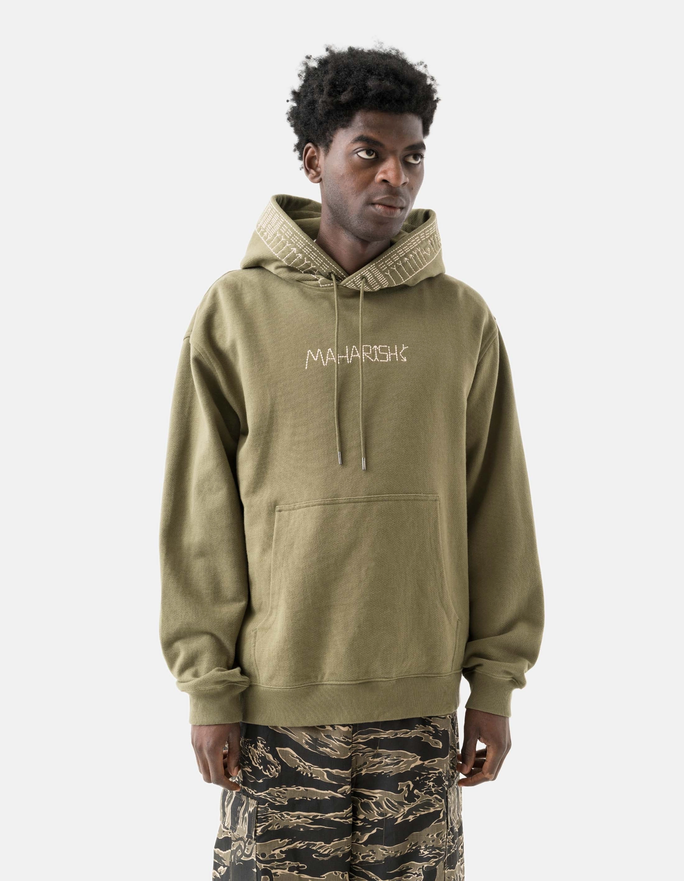 product urban style quotient product casual elegance factor 7095 Alaskan Hilltribe Embroidered Hooded Sweat Olive OG-107F