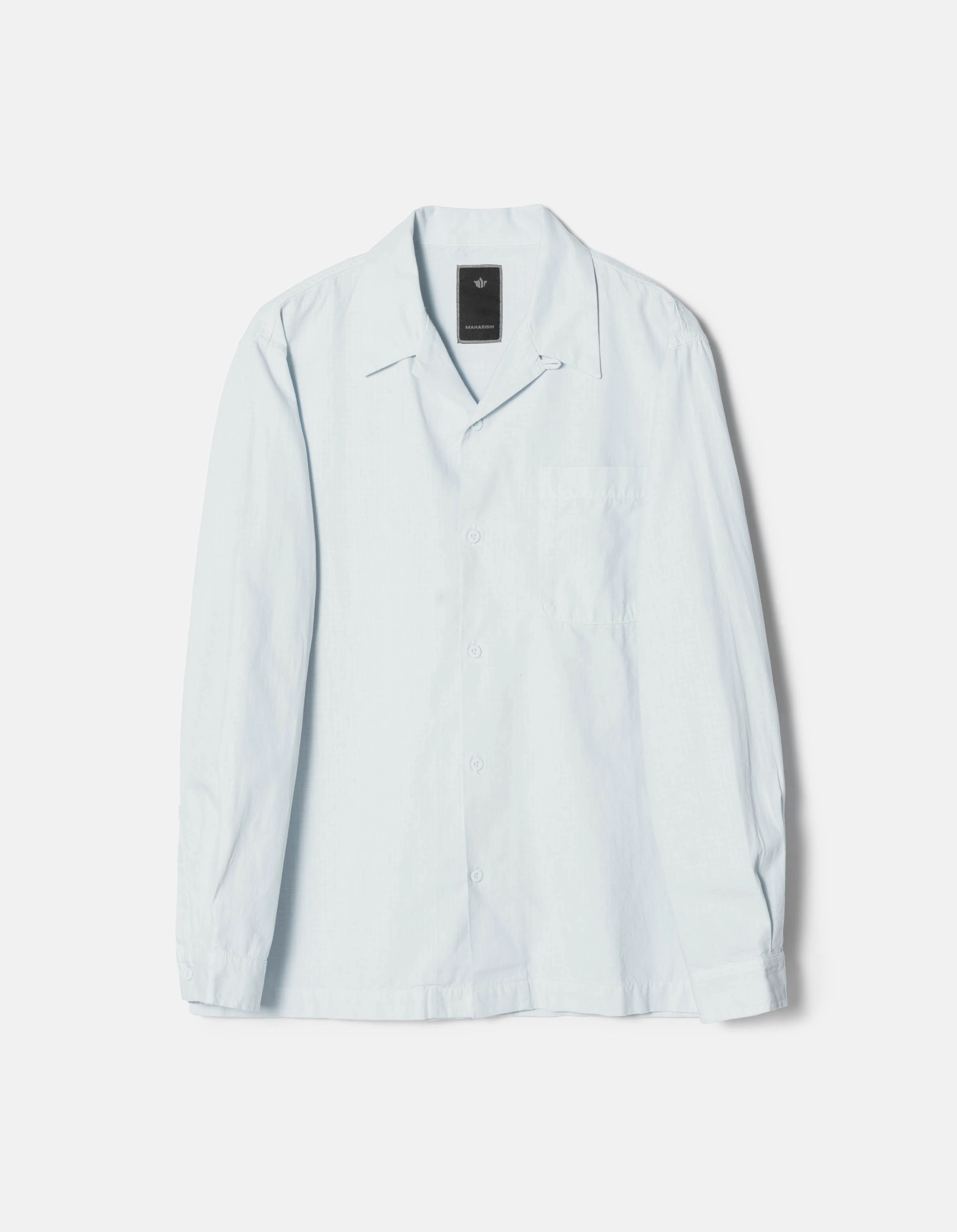 7101 L/S Camp Collar Shirt Ice Blue Pure Cotton