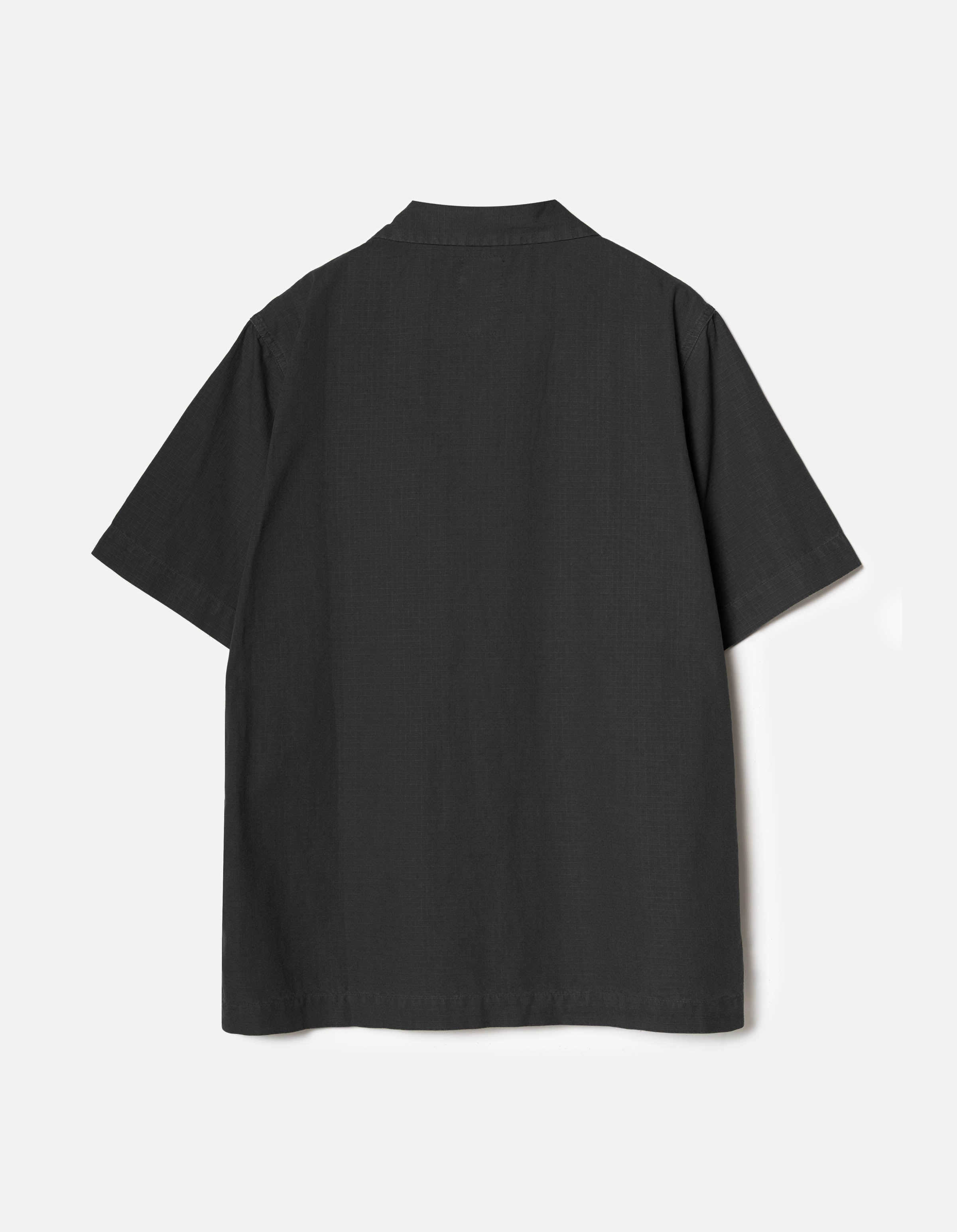 7105 Hemp Camp Collar Shirt Black Casual Layer Geometric Design