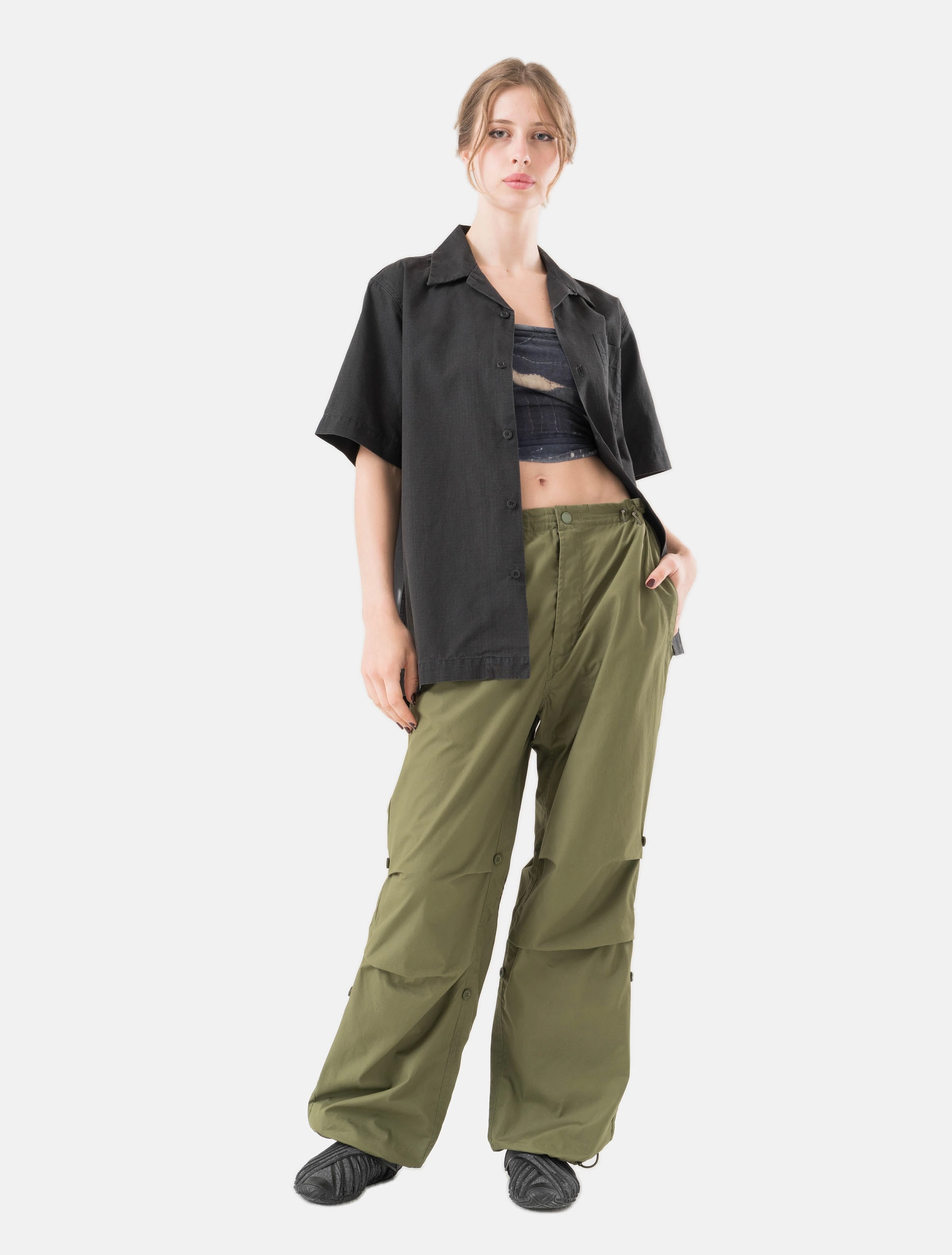 Affordable Fashion Cooling Mesh Lining 7105 Hemp Camp Collar Shirt Black