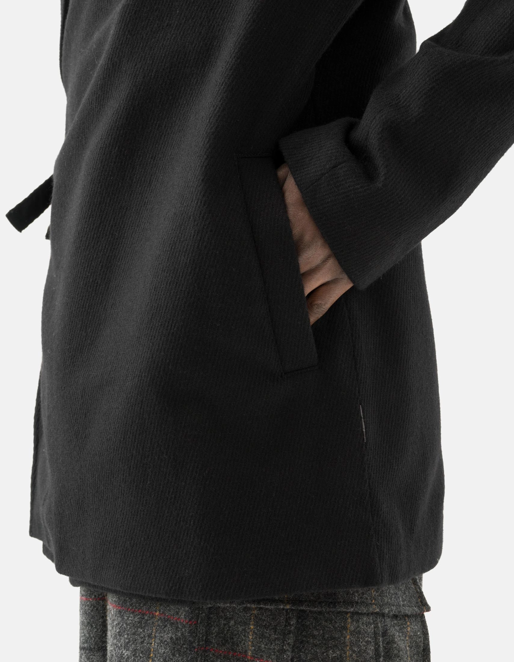 7122 Recycled Wool Kimono Blazer Black Foldable Shoulder Straps
