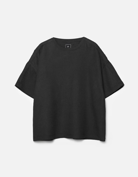 7127 Waffle Kimono T-Shirt Black Multi Directional Zipper Placement