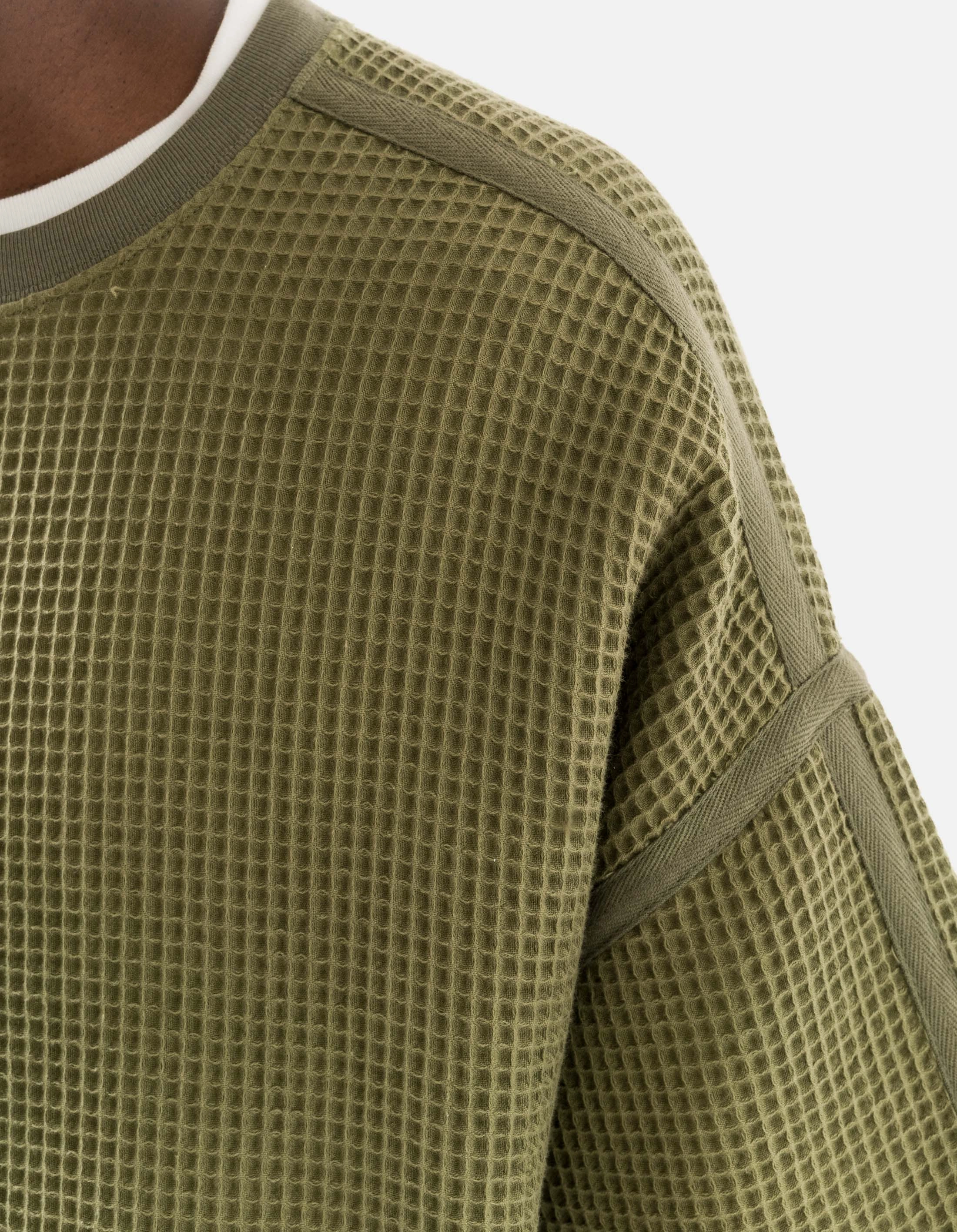 7127 Waffle Kimono T-Shirt Olive OG-107F Weighted Hem Trim TwillWeave