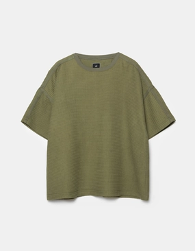 Machine Washable Fabric Adjustable Hem Toggles 7127 Waffle Kimono T-Shirt Olive OG-107F