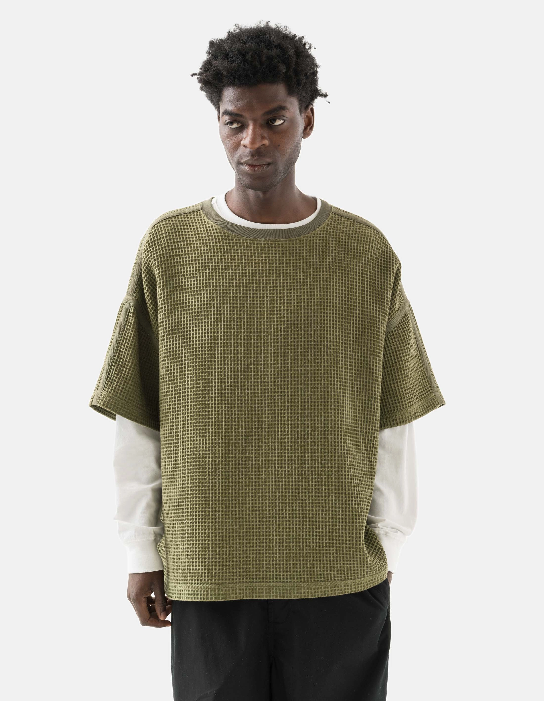 SweatAbsorbent 7127 Waffle Kimono T-Shirt Olive OG-107F