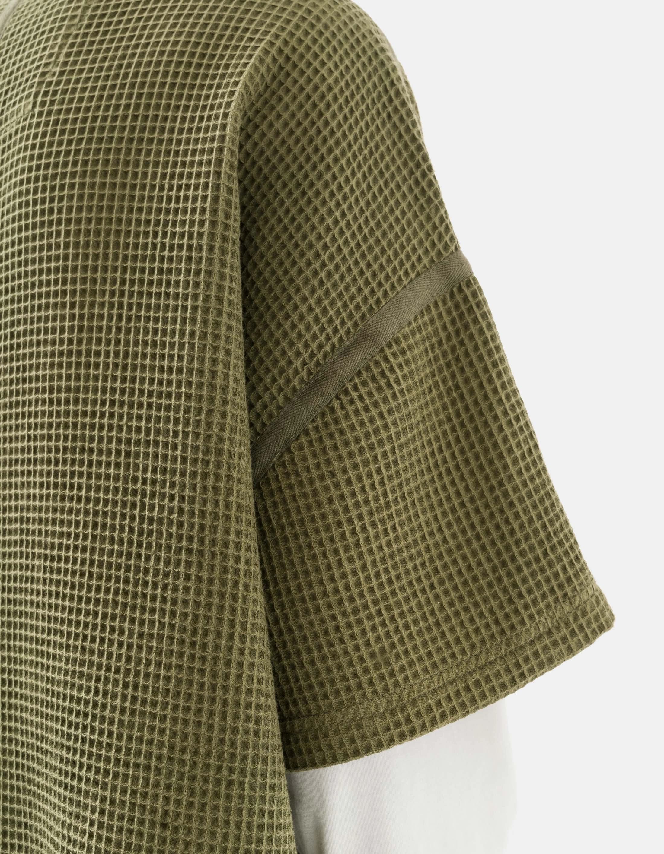 TwoToneEffect Reinforced Hemline 7127 Waffle Kimono T-Shirt Olive OG-107F