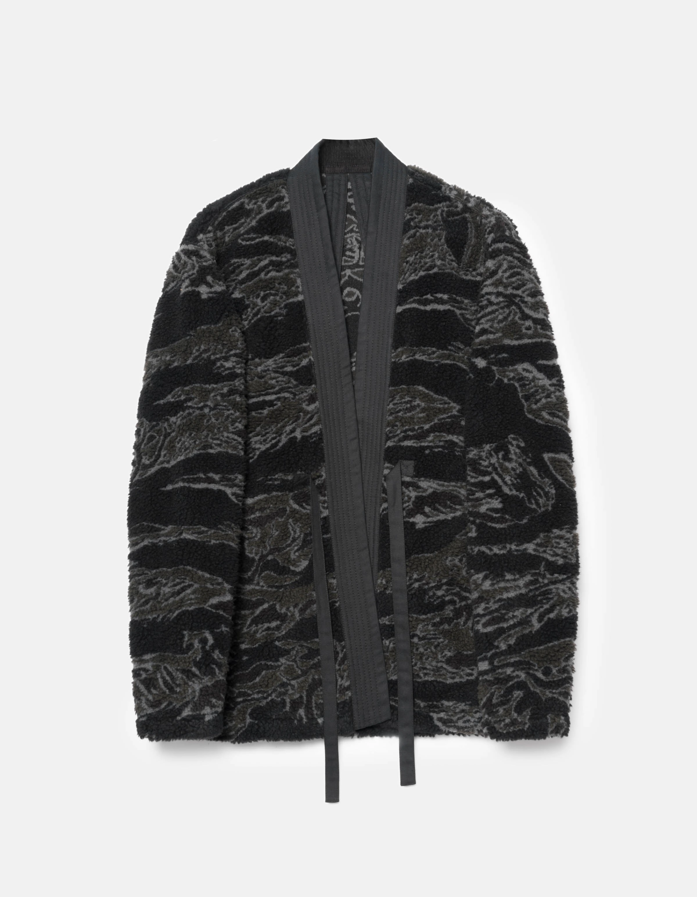 7144 Bonsai Tigerstripe Fleece Kimono Subdued Night Elastic Binding Compression Fit Technology