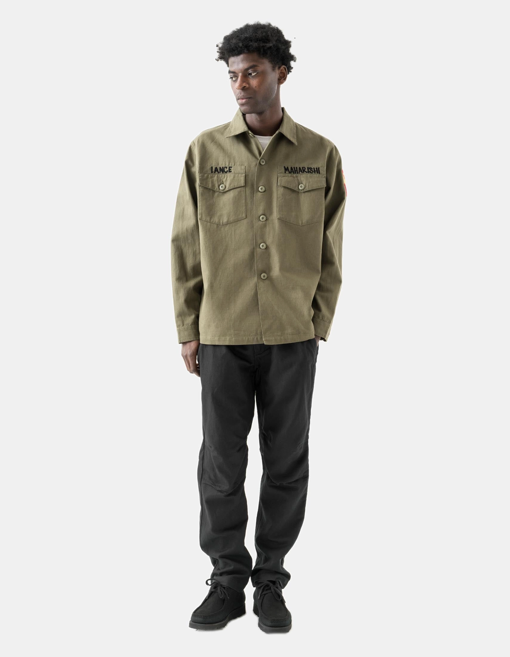 Durable Texture Breathable Fit 7149 Riverine L/S Embroidered Utility Shirt Olive