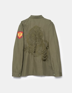 7149 Riverine L/S Embroidered Utility Shirt Olive Casual Look Sporty Style