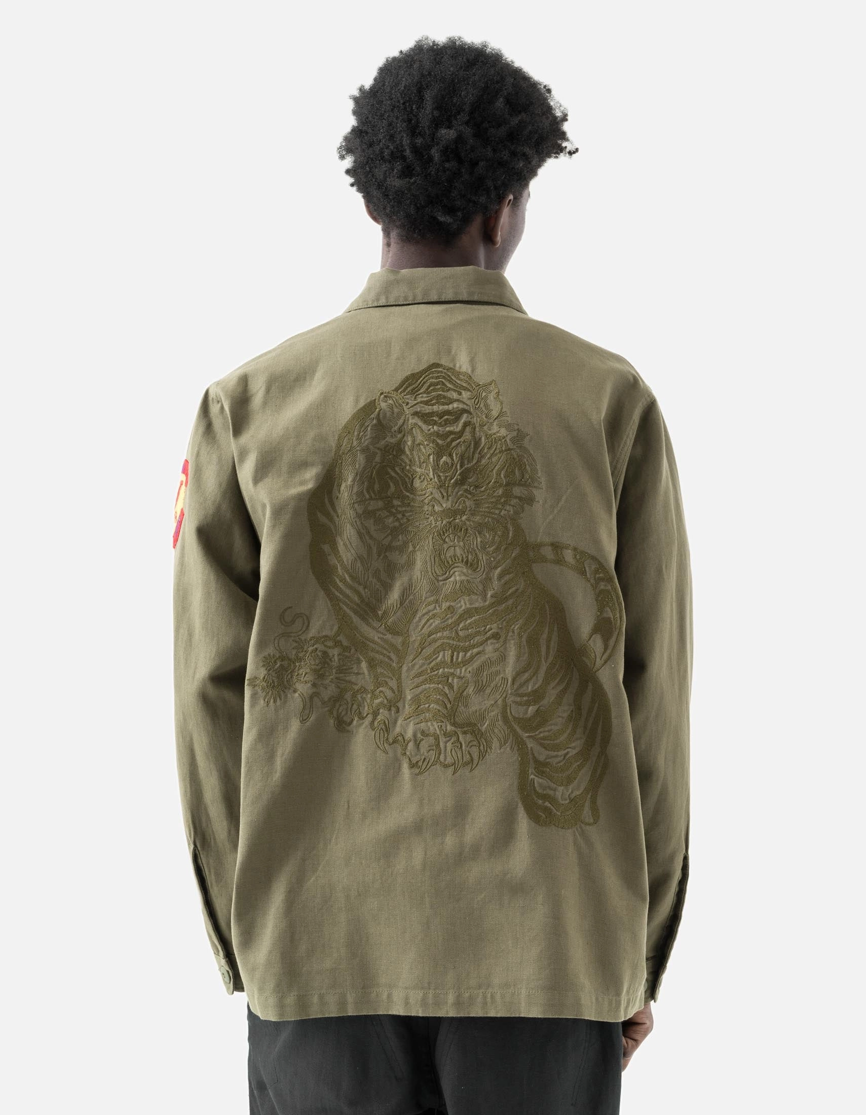 Fashion staples 7149 Riverine L/S Embroidered Utility Shirt Olive