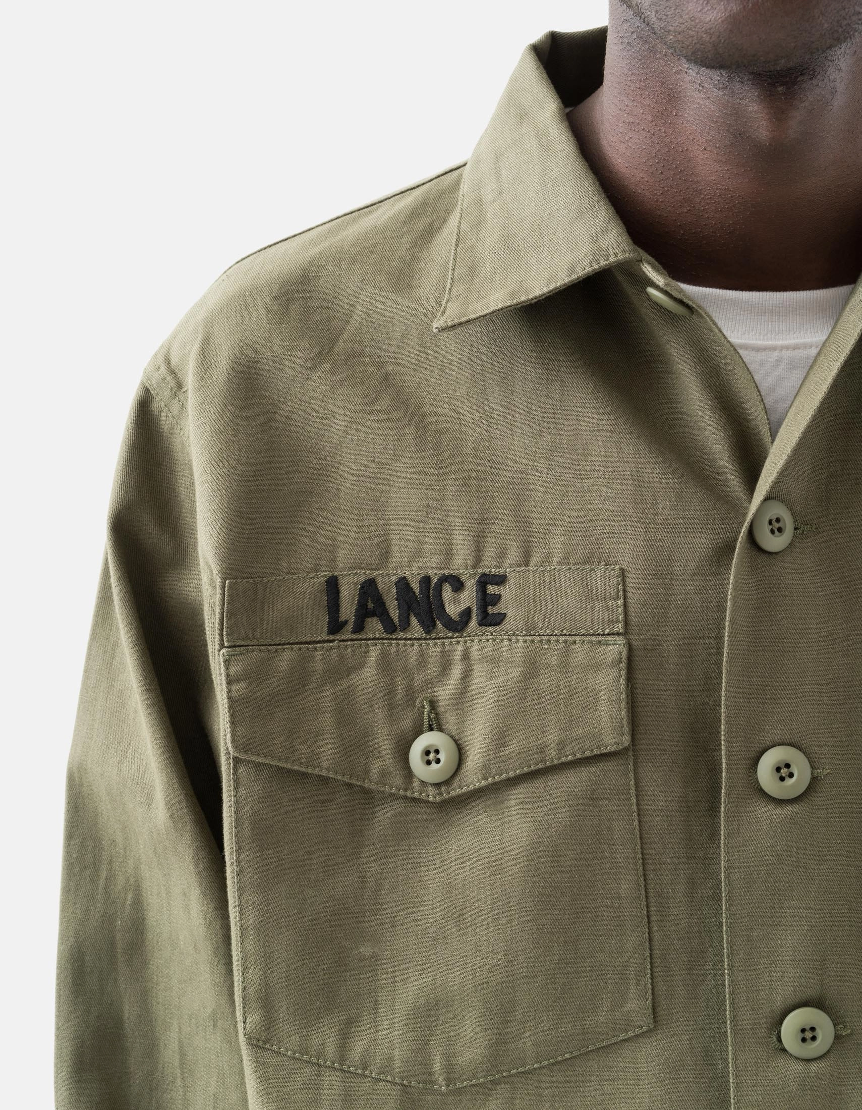 Eco friendly materials Non Iron 7149 Riverine L/S Embroidered Utility Shirt Olive