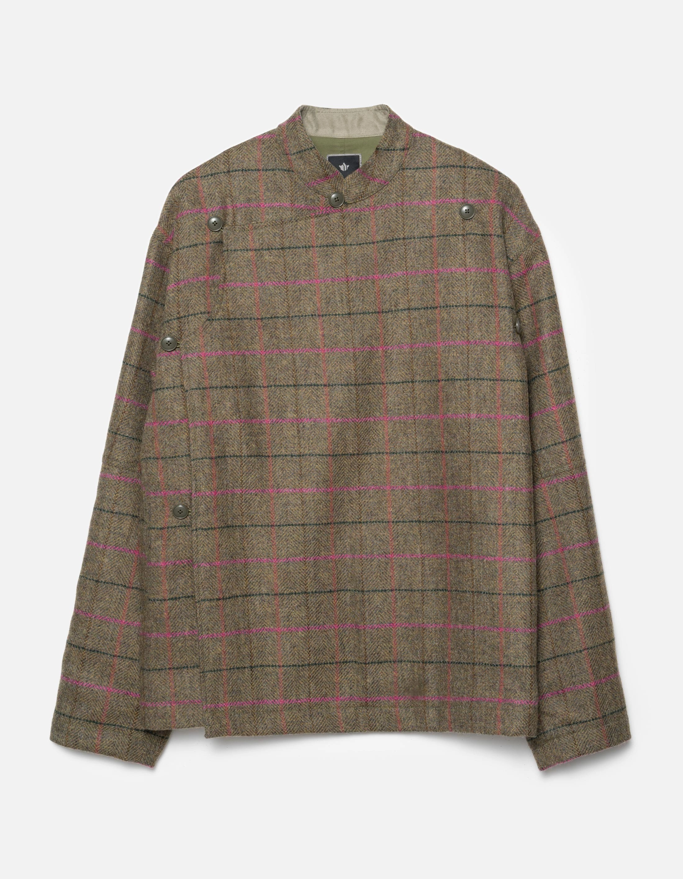 Zipper Closure Mechanism Temperature Adaptive 7155 Wool Asym Monk L/S Shirt Olive/Pink