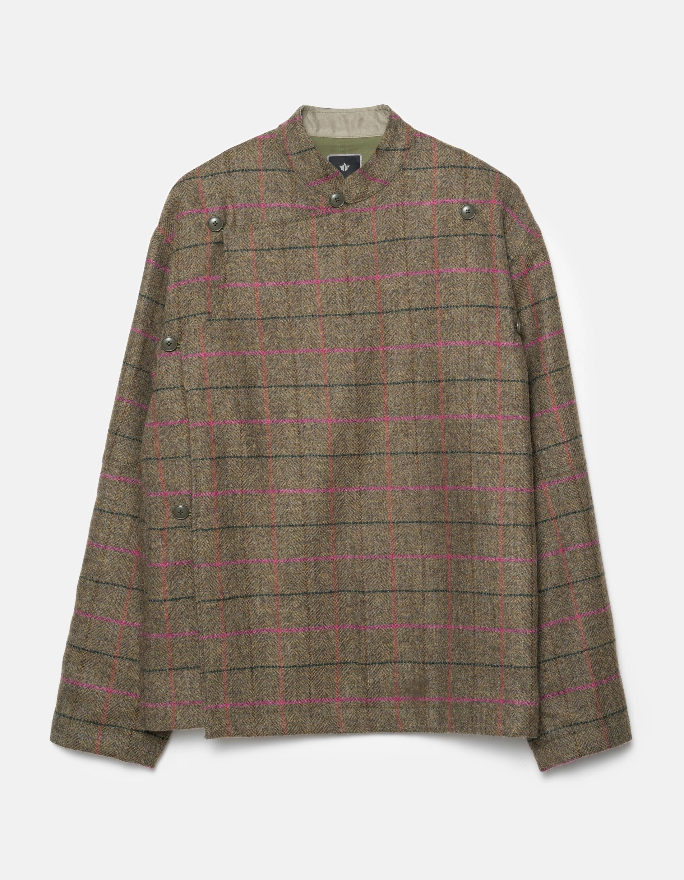 Modular Layering Compatibility 7155 Wool Asym Monk L/S Shirt Olive/Pink