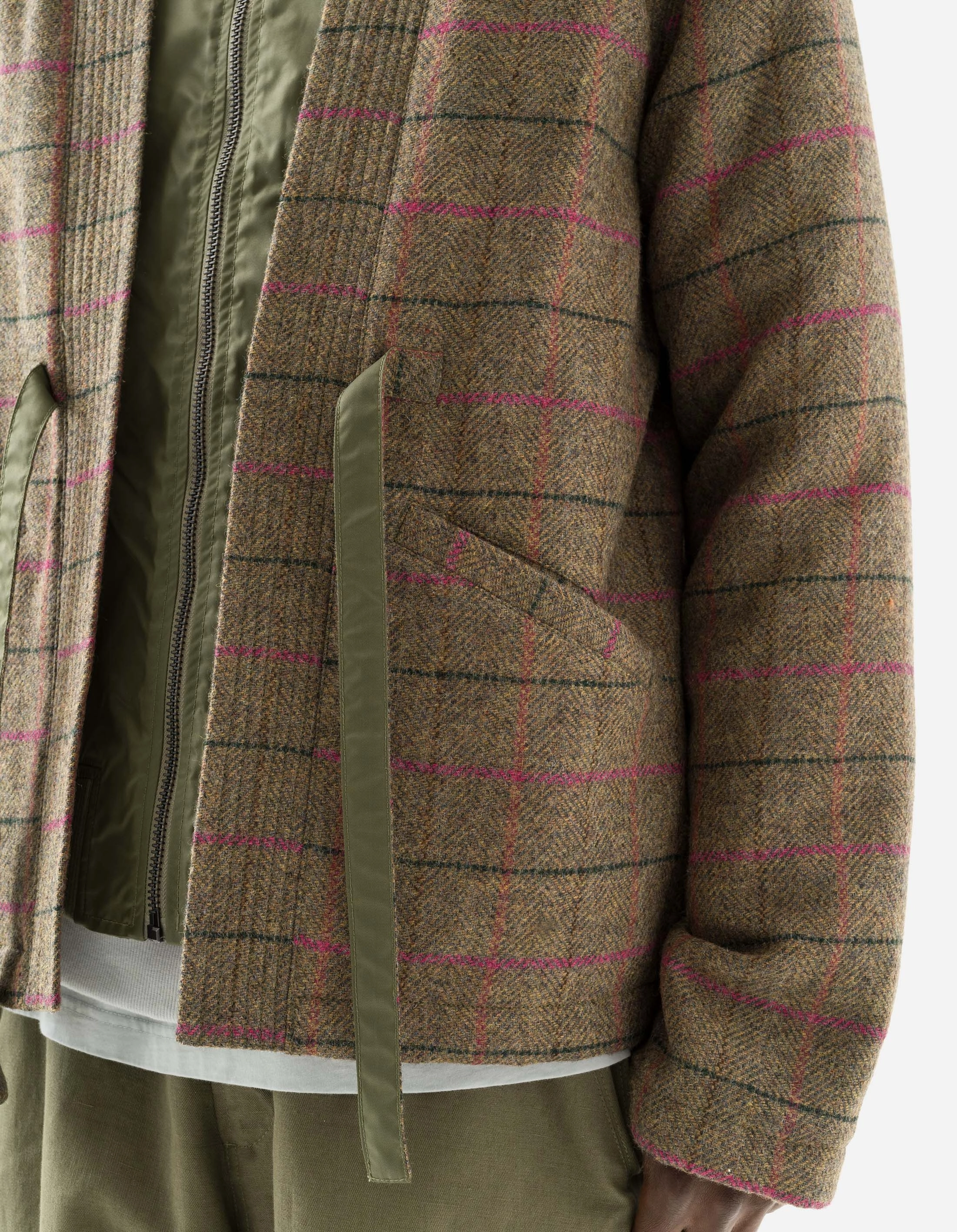 Chic Urban Odor Resistant Lining 7157 Wool MA Kimono Olive/Pink