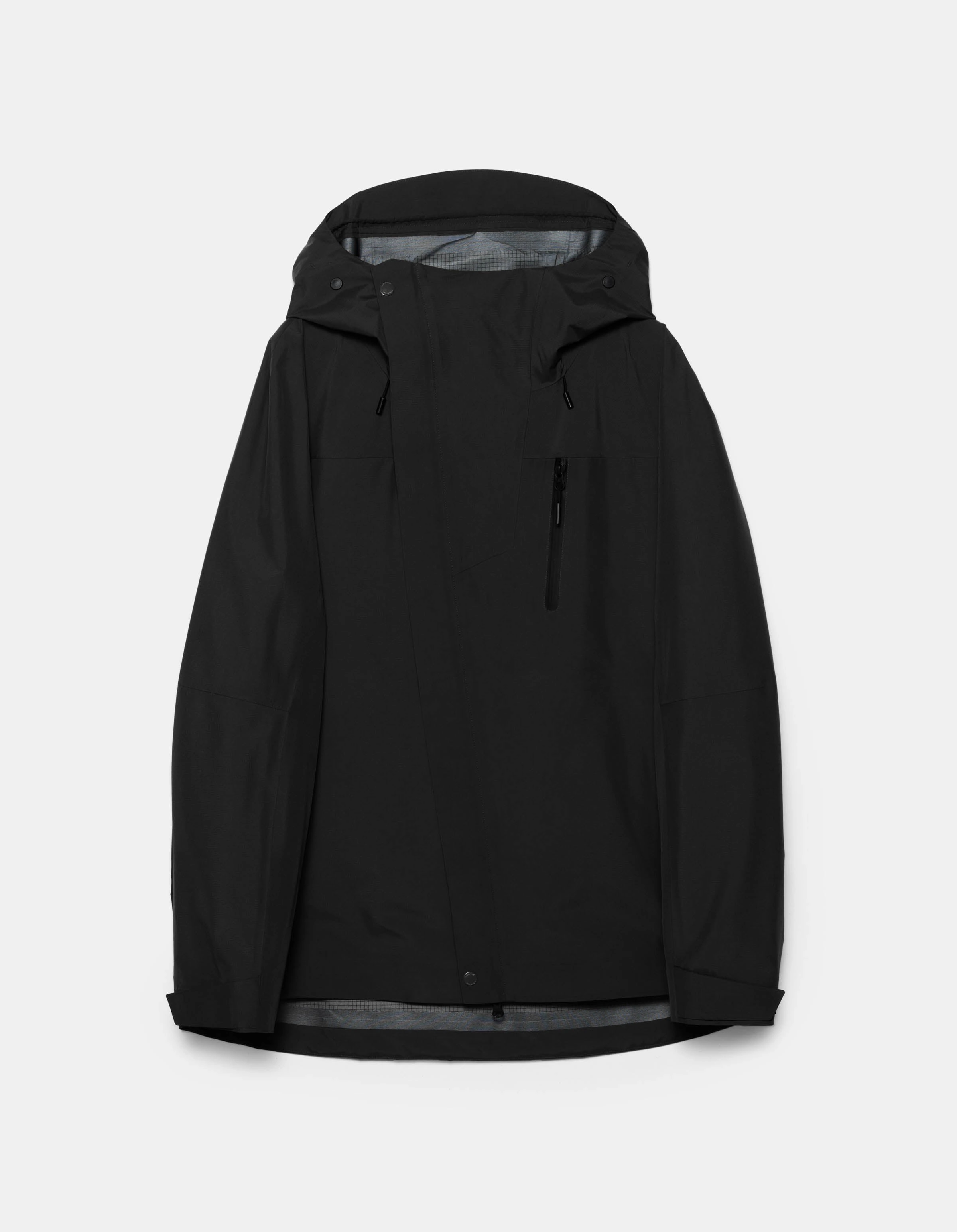 7185 Waterproof 3L Asym Storm Parka Black Fleece Inside