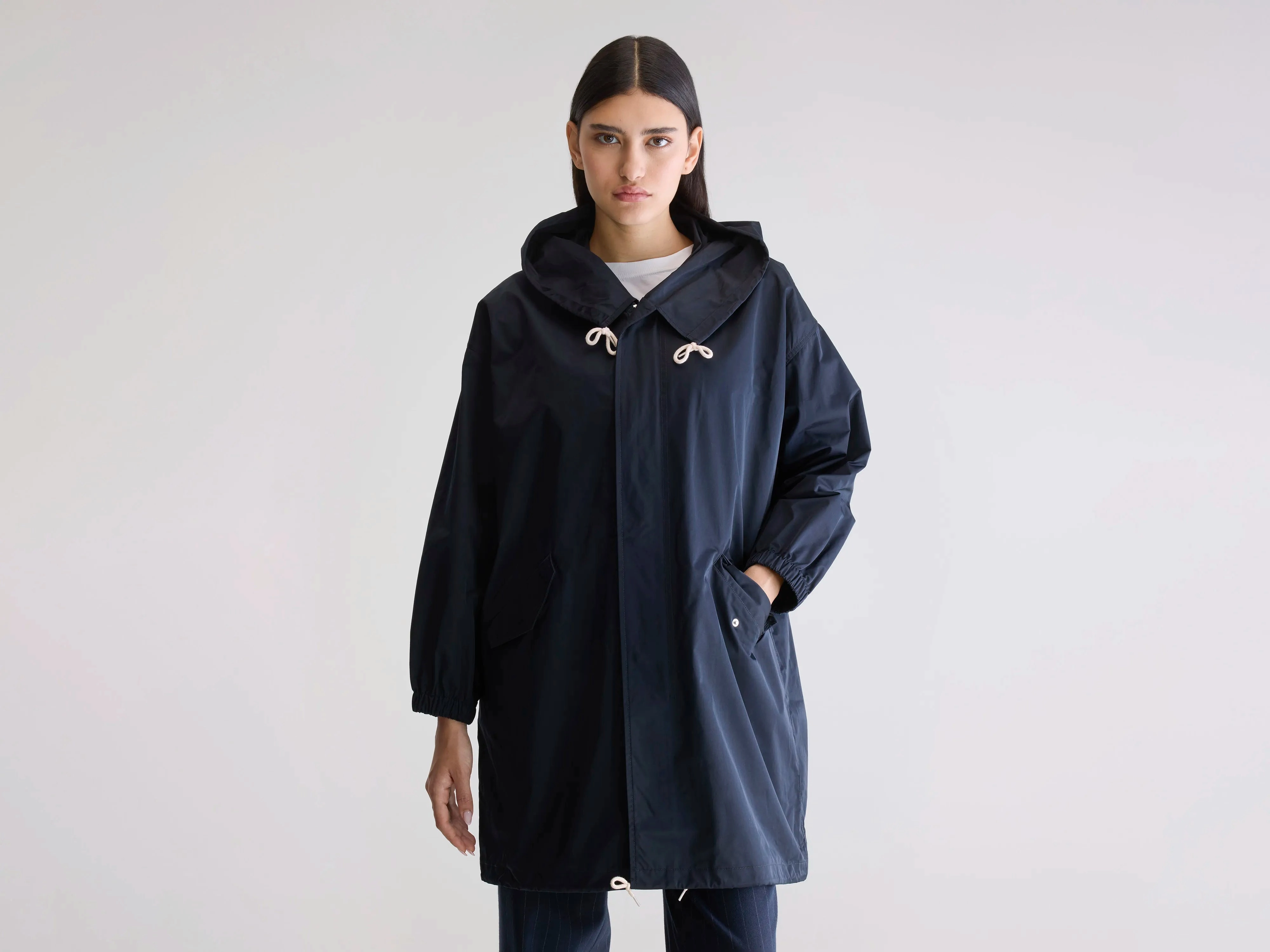 Teflon Coated Laos hooded parka (242 / W / NAVY)