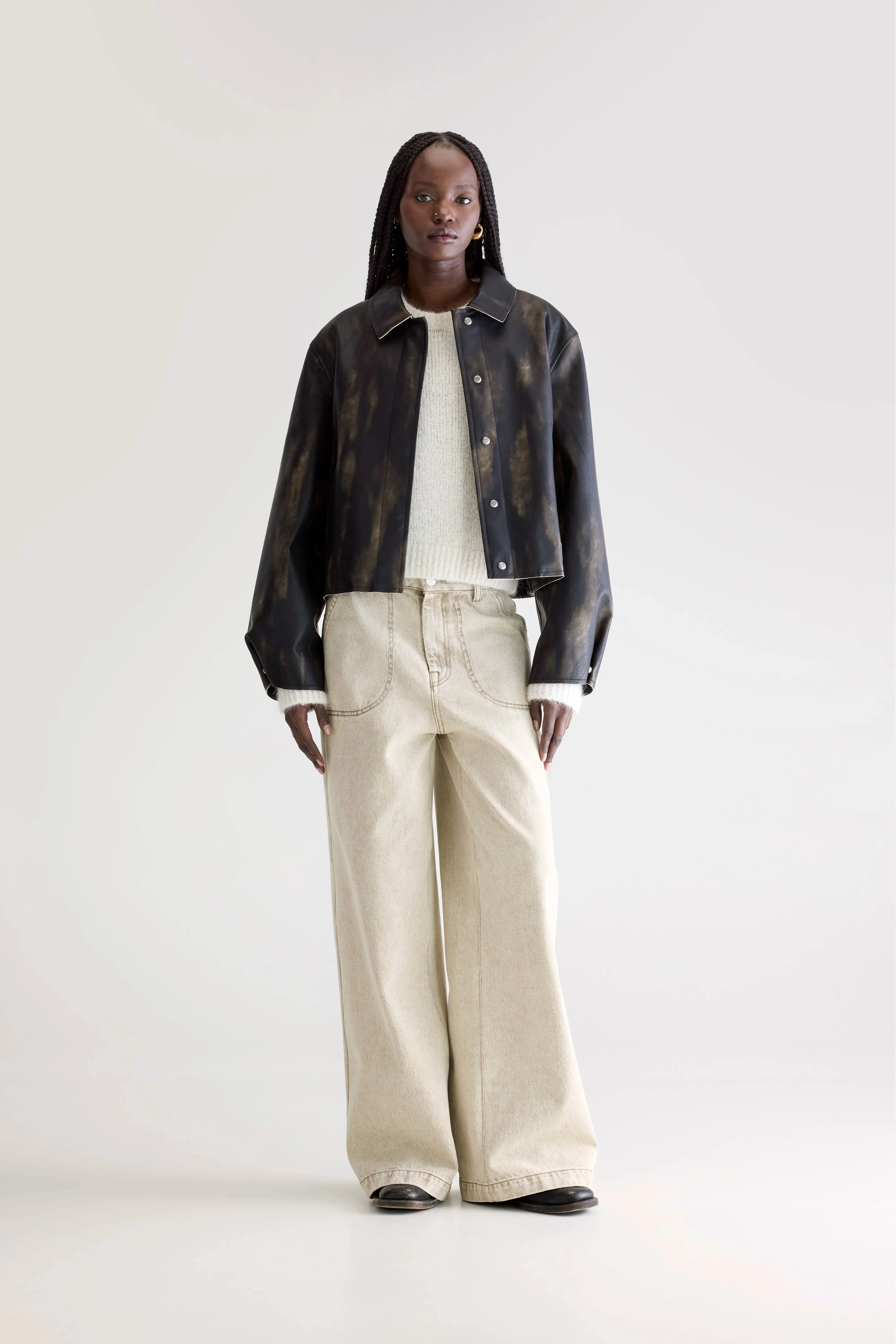 Harred faux-leather jacket (252 / W / BLACK SAND) NonIrritatingSeams