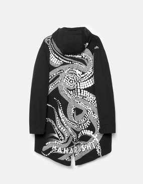 6123 Fubuki Dragon Embroidered Kimono Parka Black Day To Day