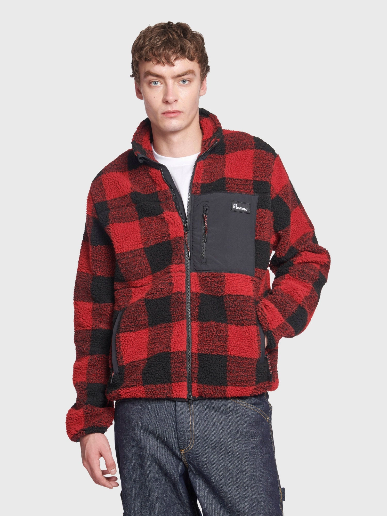 Taped Seam Technology Check Mattawa Fleece Jacket in Black