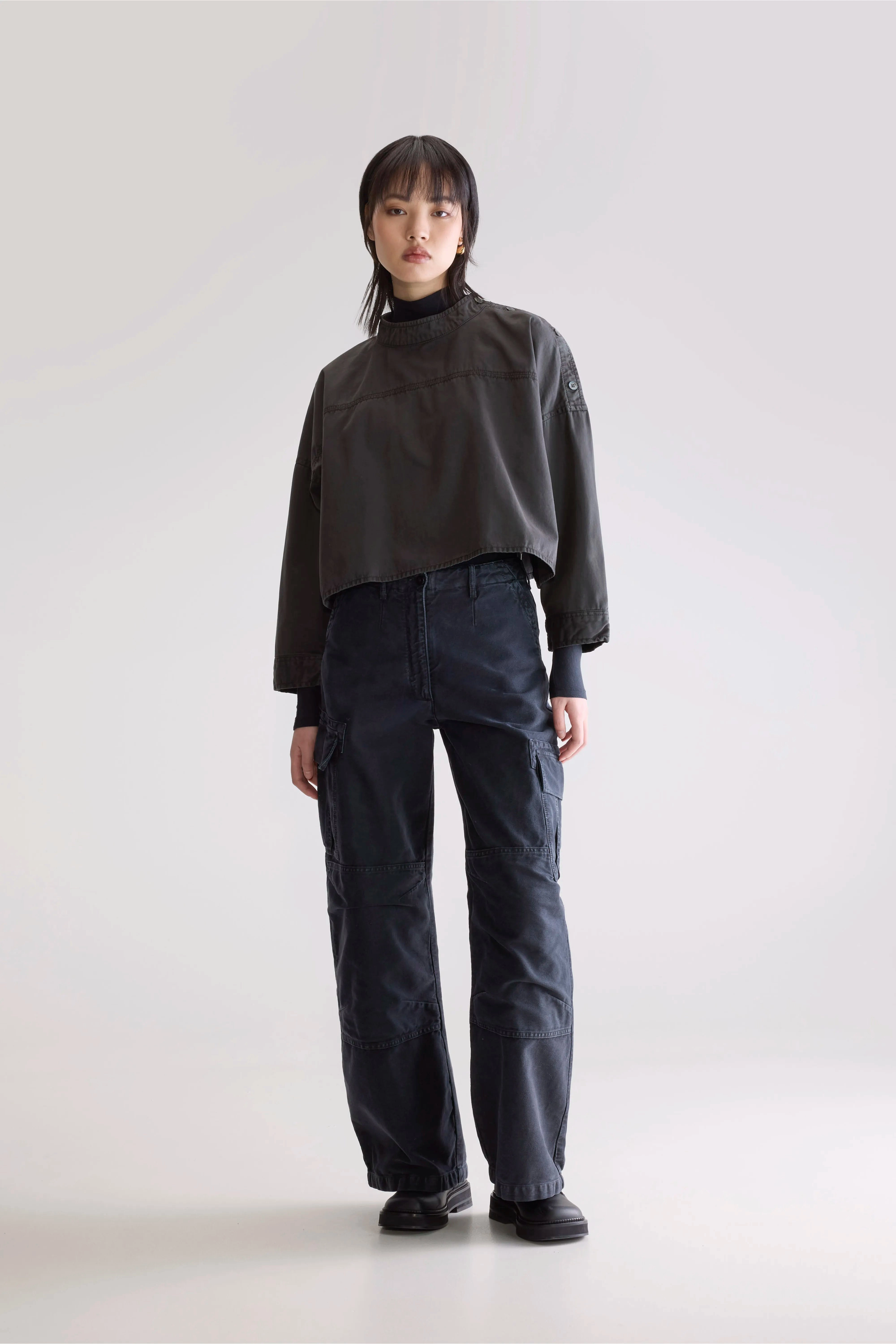 Waldo relaxed blouse (252 / W / PIRATE) Flexible Placket Structure Fashion-Forward