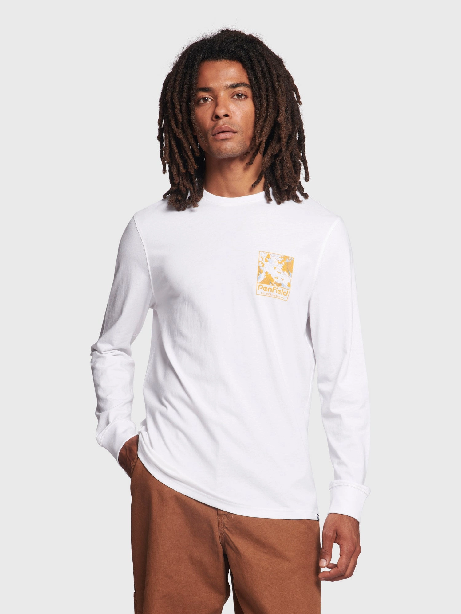Yosemite Trail Satellite Long Sleeve T-Shirt in Bright White Performance Fit Wear Stylish Casual