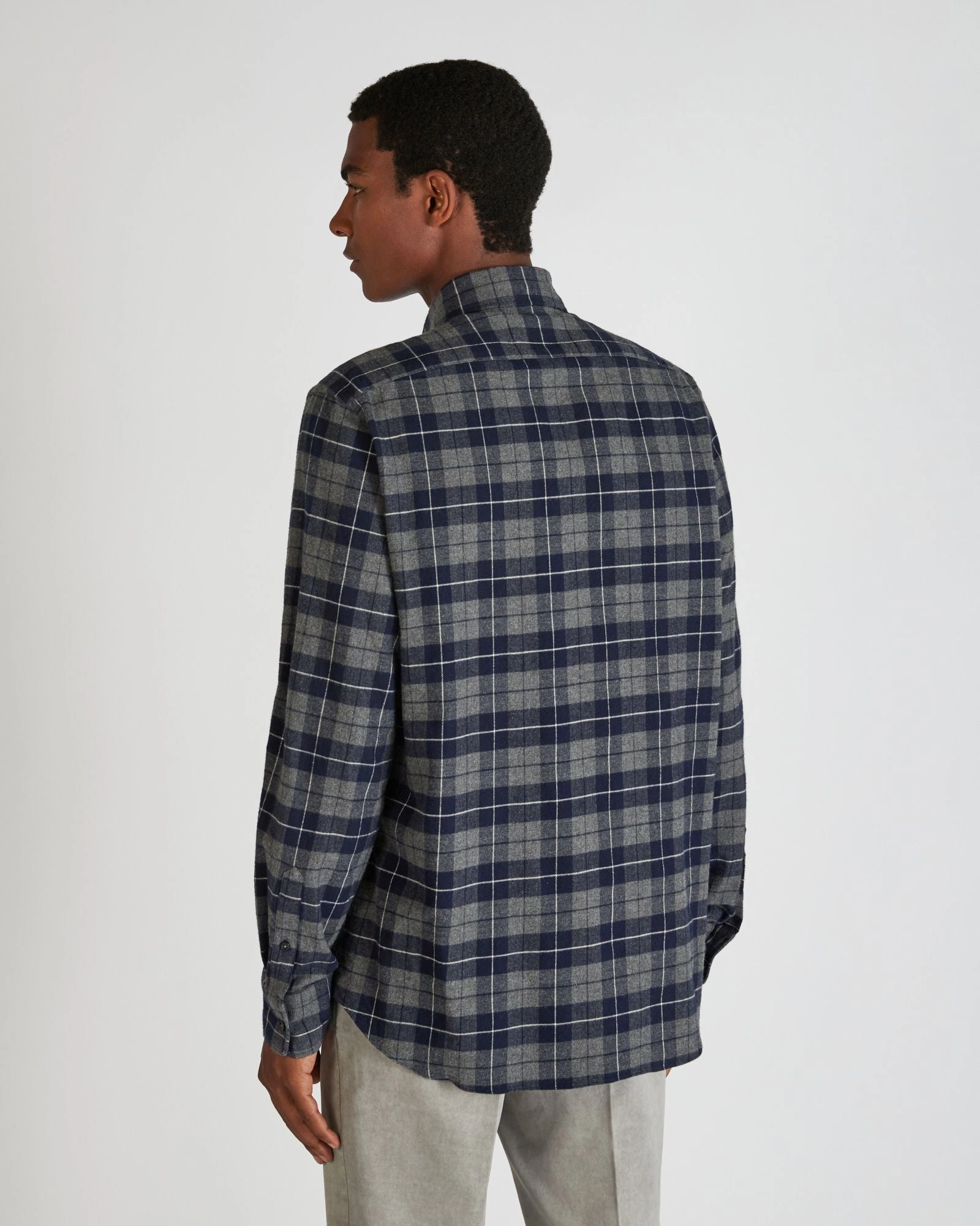 Regular fit cotton flannel shirt Embroidered Detail
