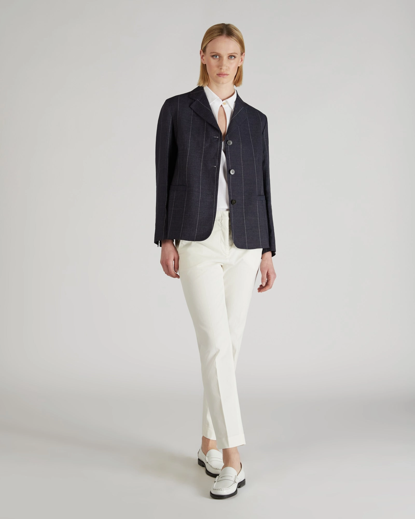 Slim fit trousers in cotton gabardine and lyocell Shape Flex