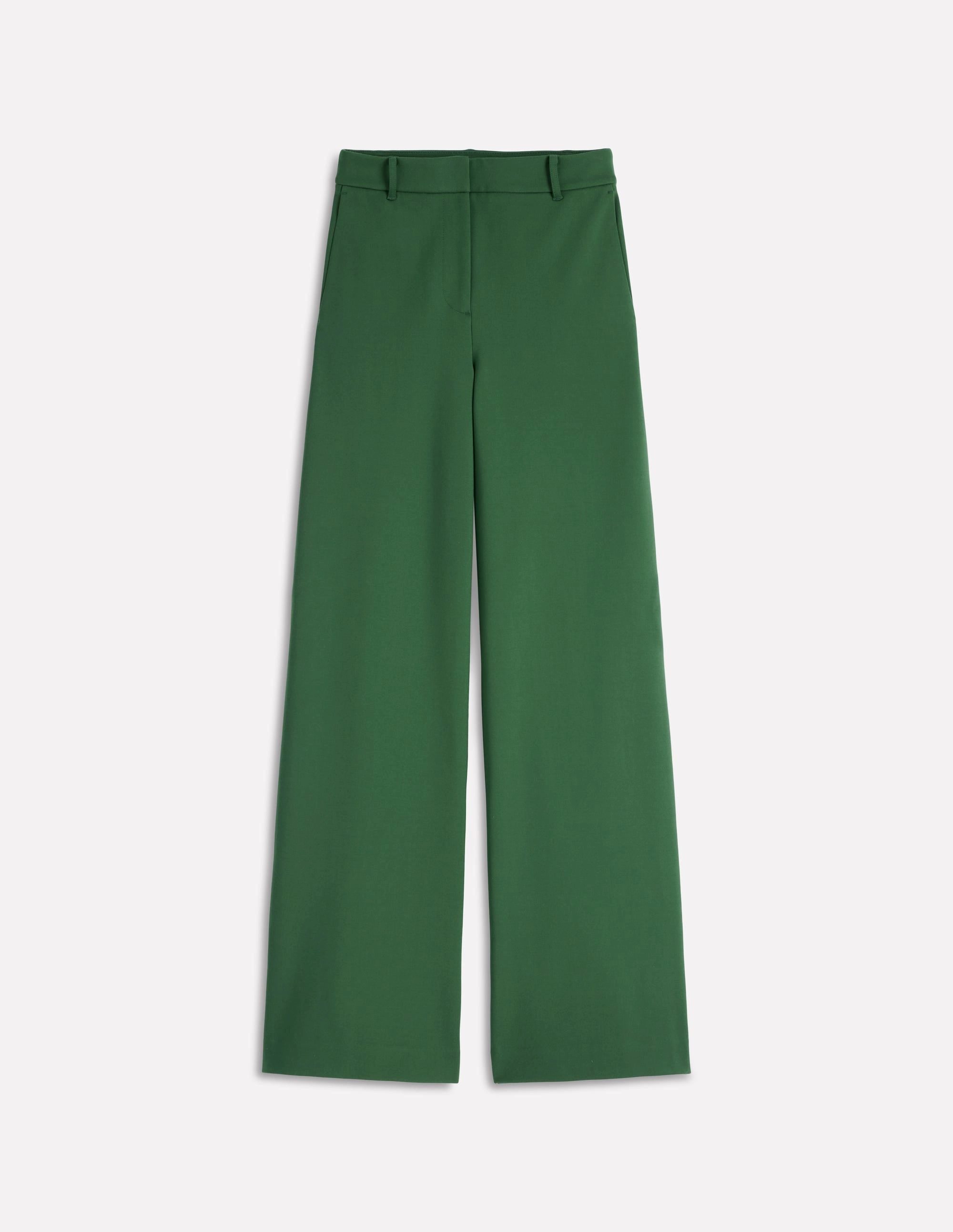 Relax Fit Wear Flexible Knee Panels Belgravia Ponte Trousers-Hunter Green