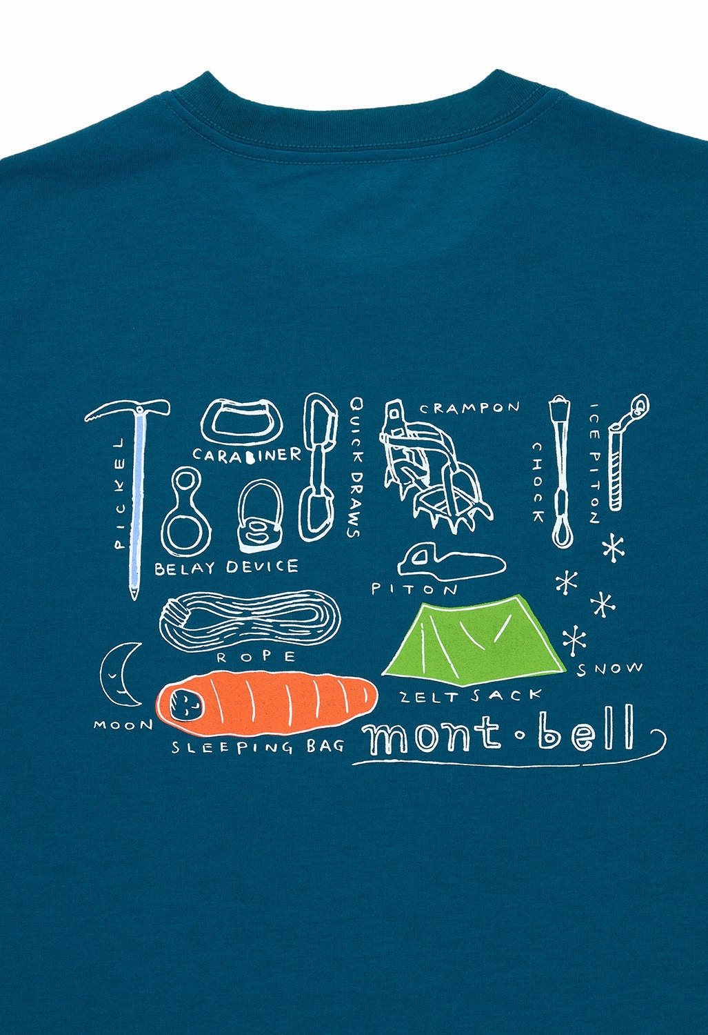 Montbell Men's Wickron Mountain Gear T-Shirt - Blue Green Smooth Neckline