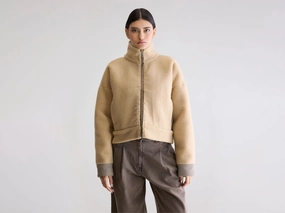 Single Breasted Stripe Look Alesha Teddy Jacket (252 / W / MACADAMIA)