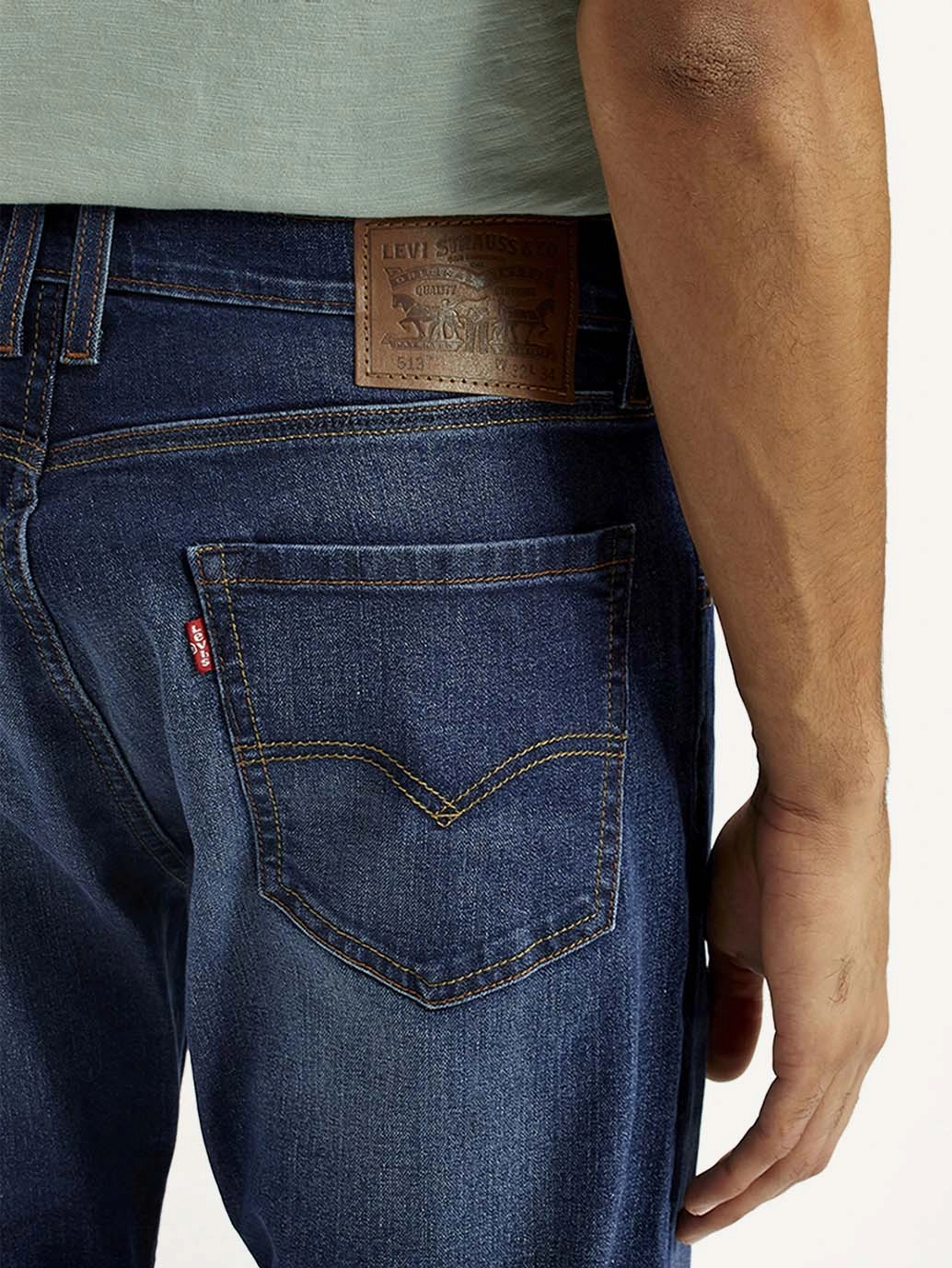 Soft Road Trip Youth Style Men's 513 Dark Indigo Slim Straight Fit Mid Rise Jeans