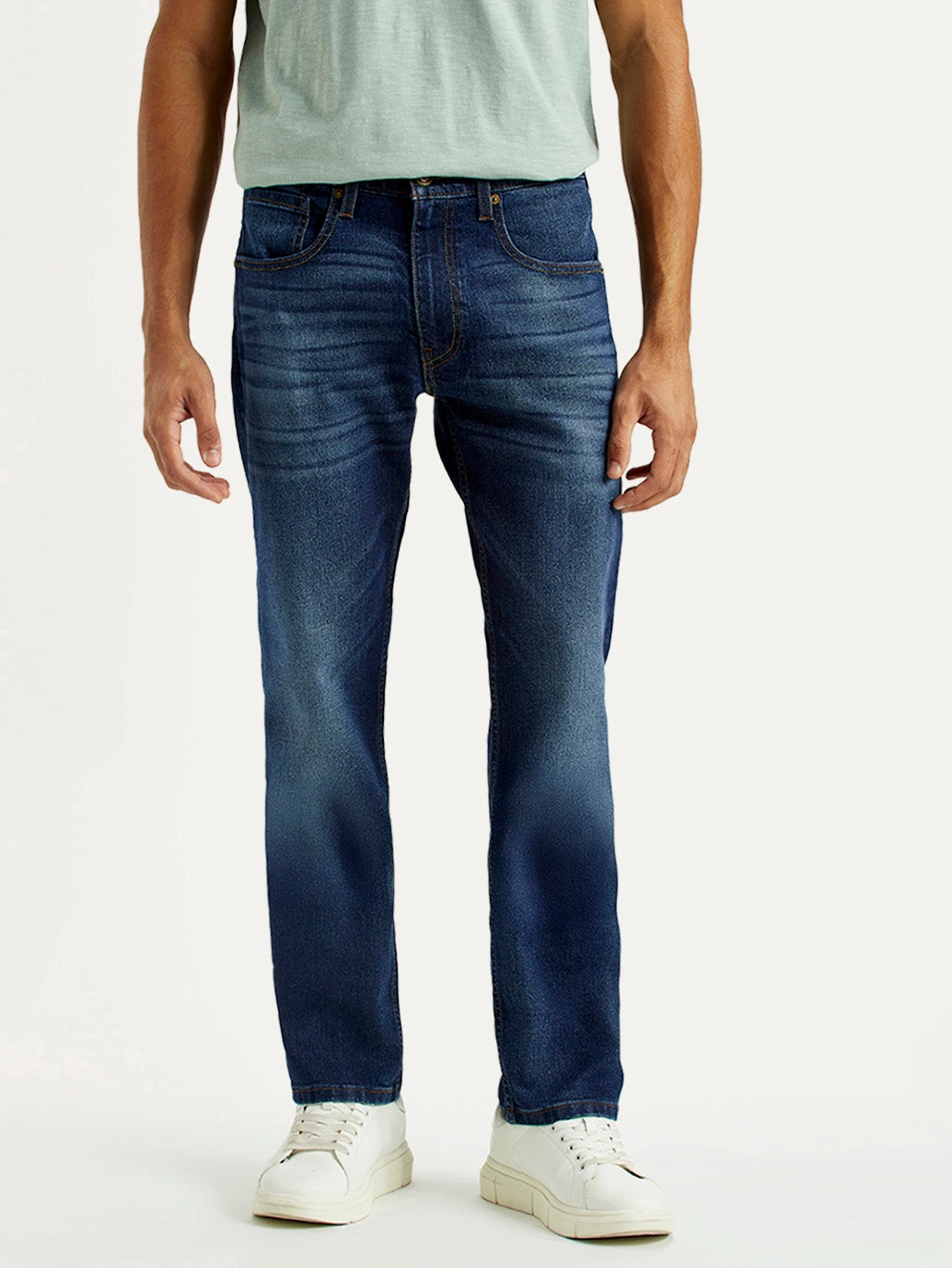 Men's 513 Dark Indigo Slim Straight Fit Mid Rise Jeans Work Ready Earthy Outfit Vibe