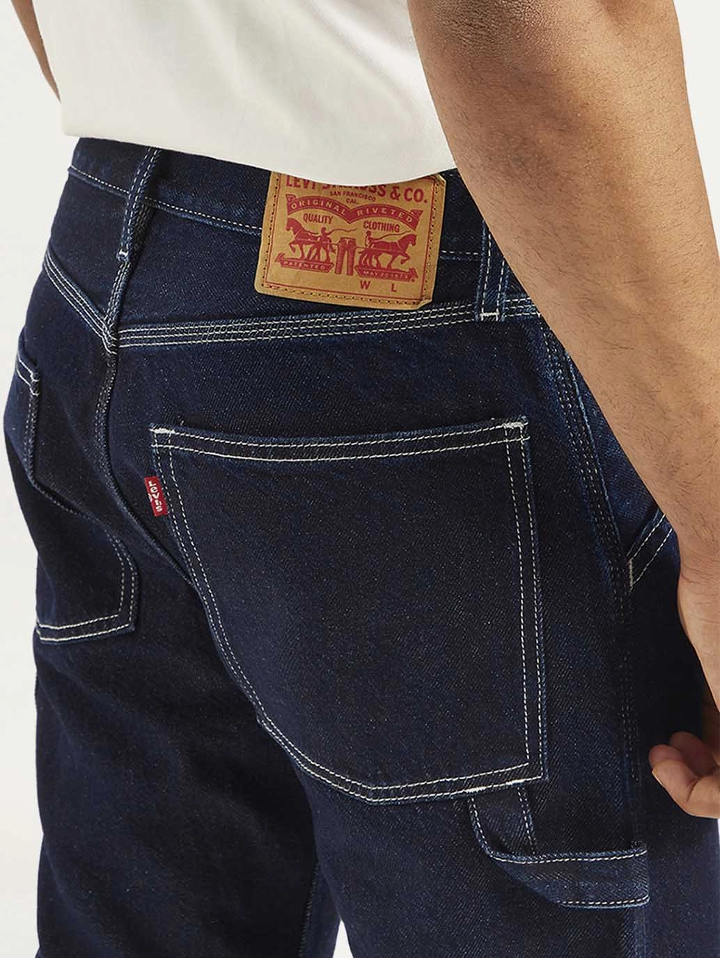 Men's 555 Navy Blue Loose Fit Mid Rise Jeans Stylish Essentials