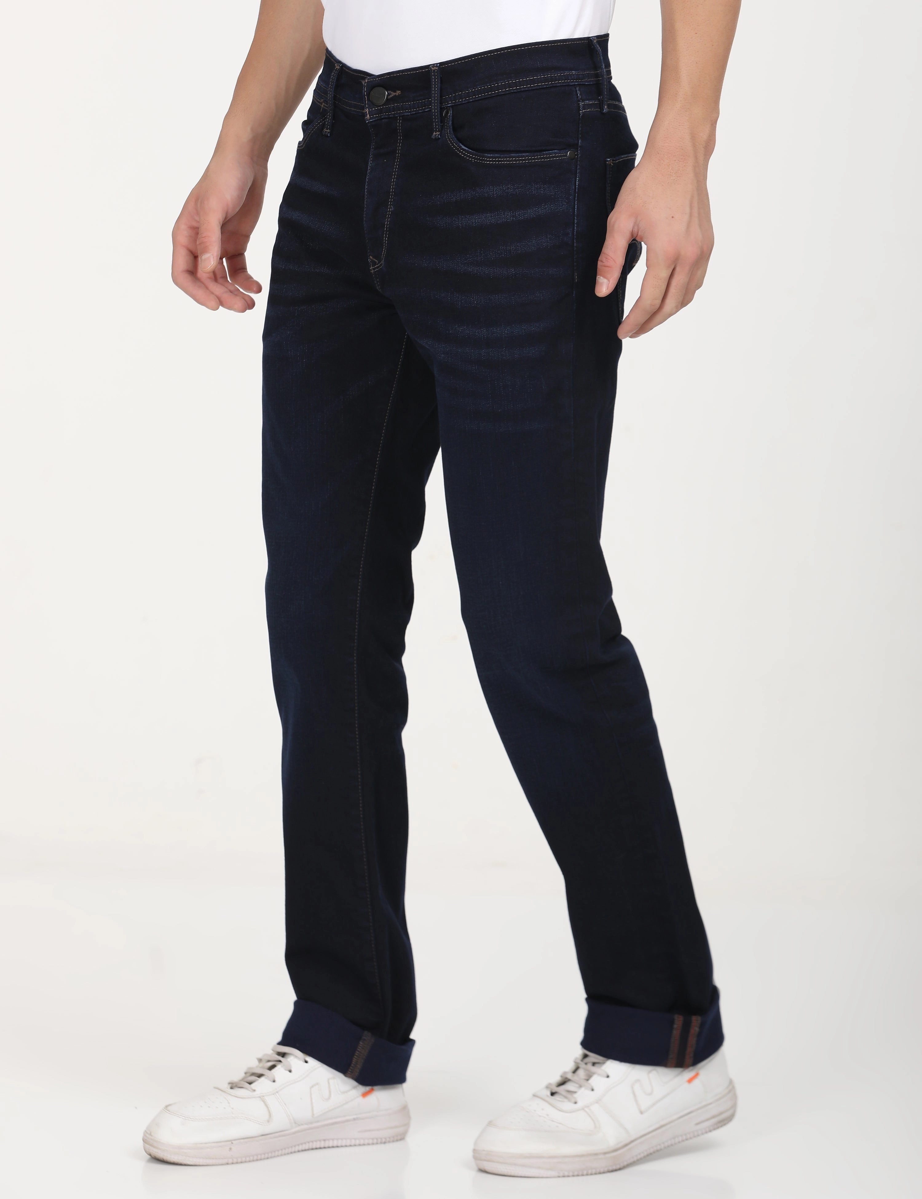 High Durability Fashion Must-Have Men's Redloop 511 Dark Blue Slim Fit Mid Rise Jeans