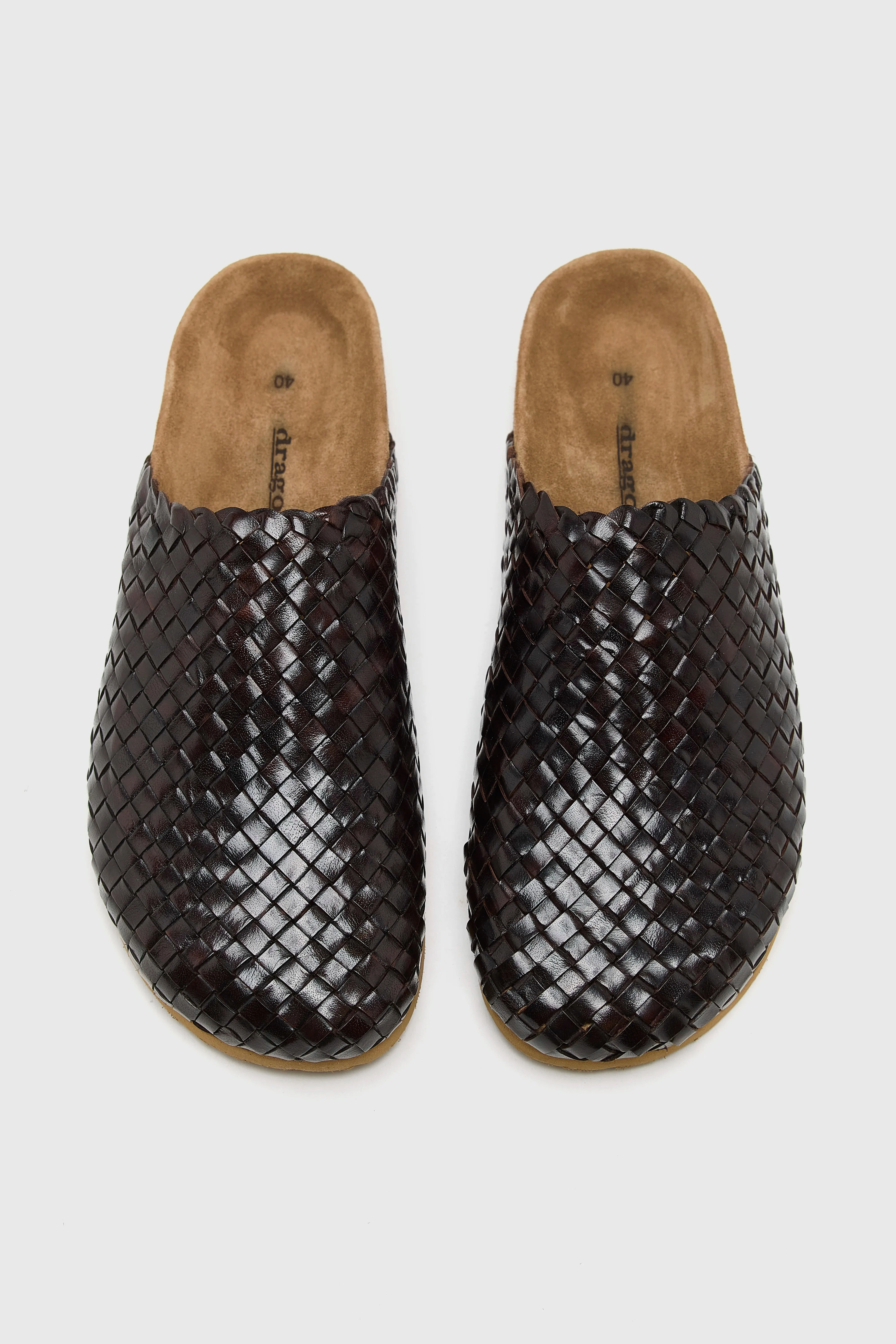 Woven Leather Mule Sandals  (251 / W / BROWN) Universal Look