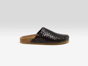 Single Strap Footwear for Vacation Woven Leather Mule Sandals  (251 / W / BROWN)
