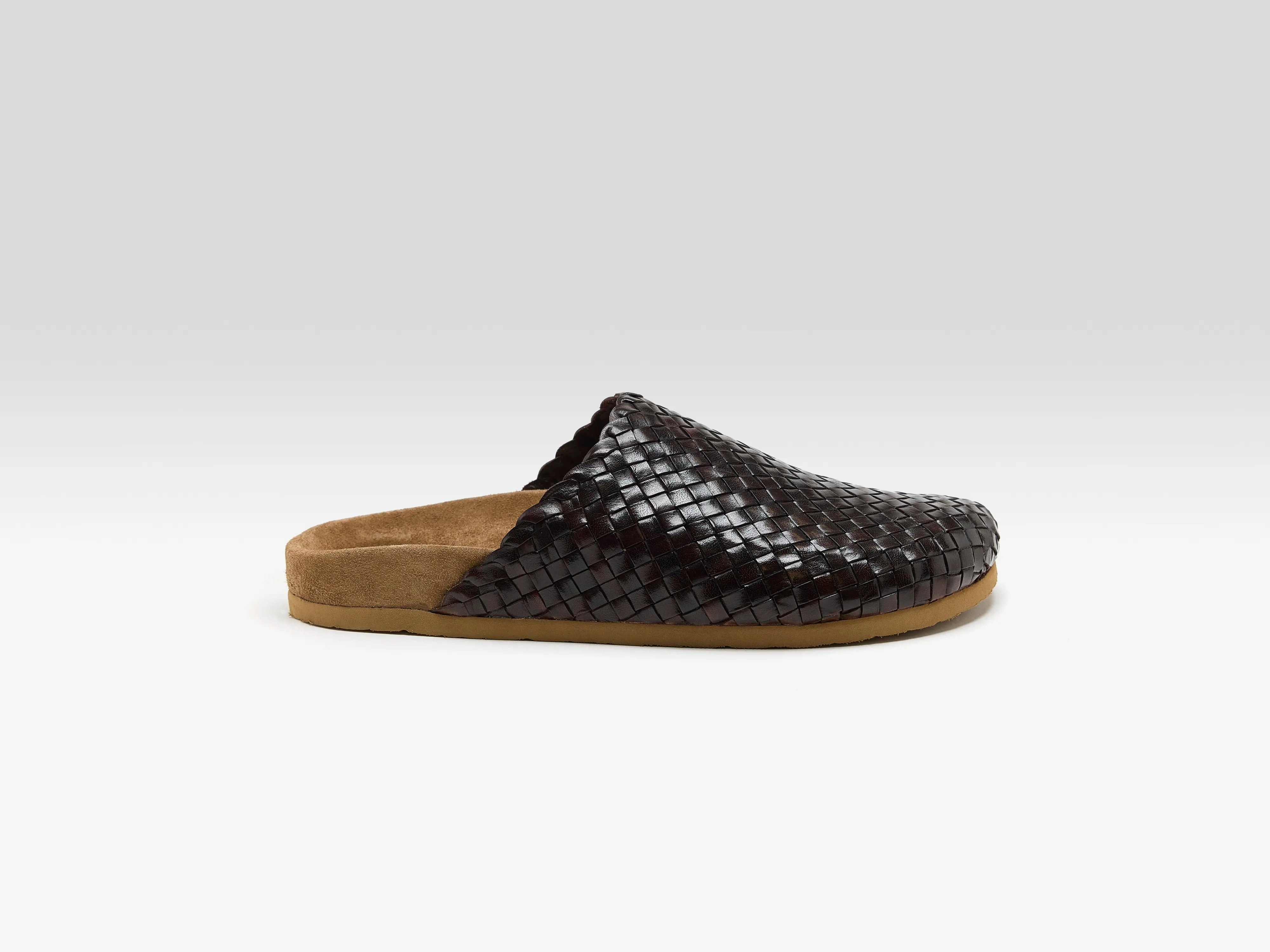 Single Strap Footwear for Vacation Woven Leather Mule Sandals  (251 / W / BROWN)