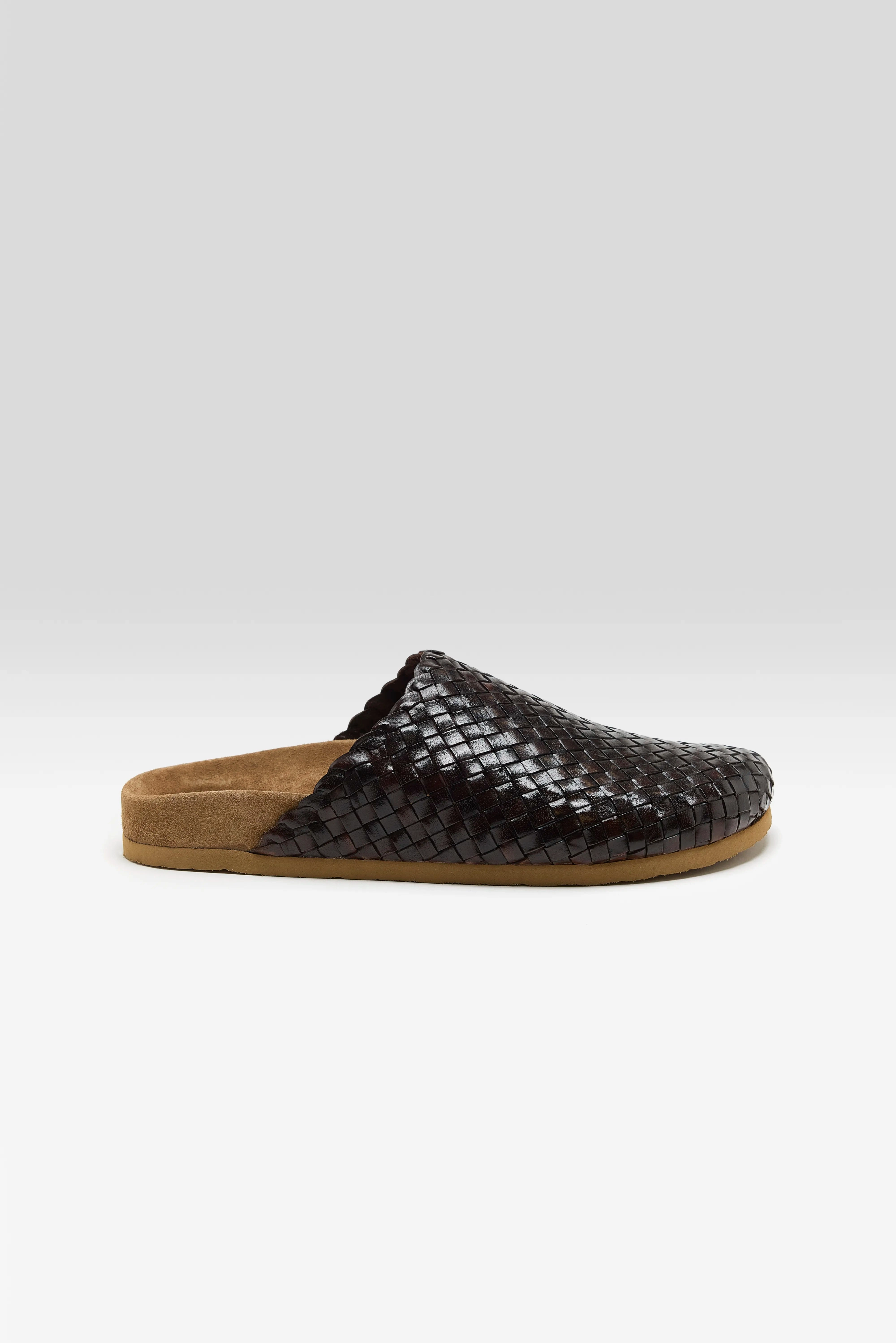 Dressy Style Woven Leather Mule Sandals  (251 / W / BROWN)