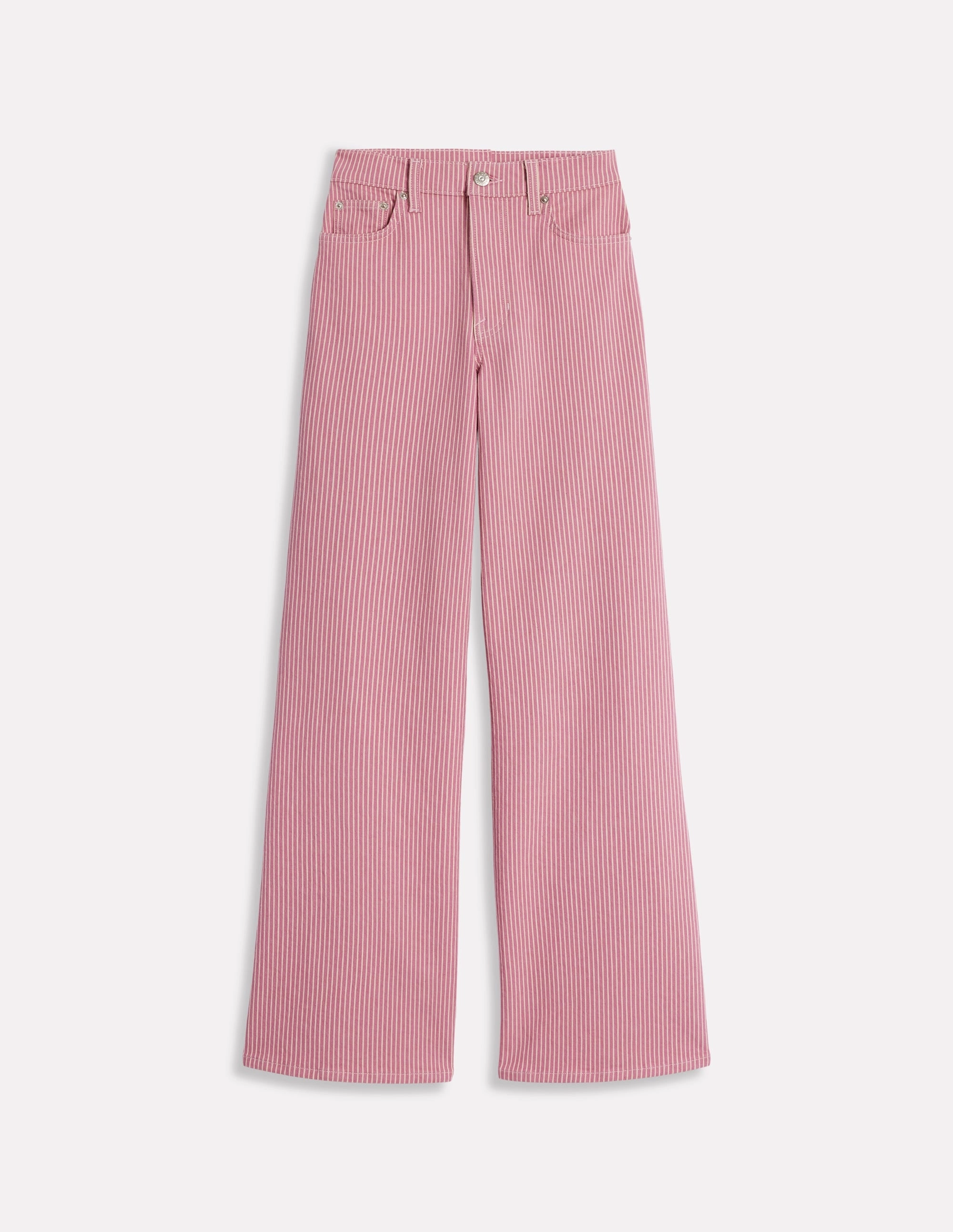 High Rise Wide Leg Jeans-Pink Stripe Quick Dry Wear