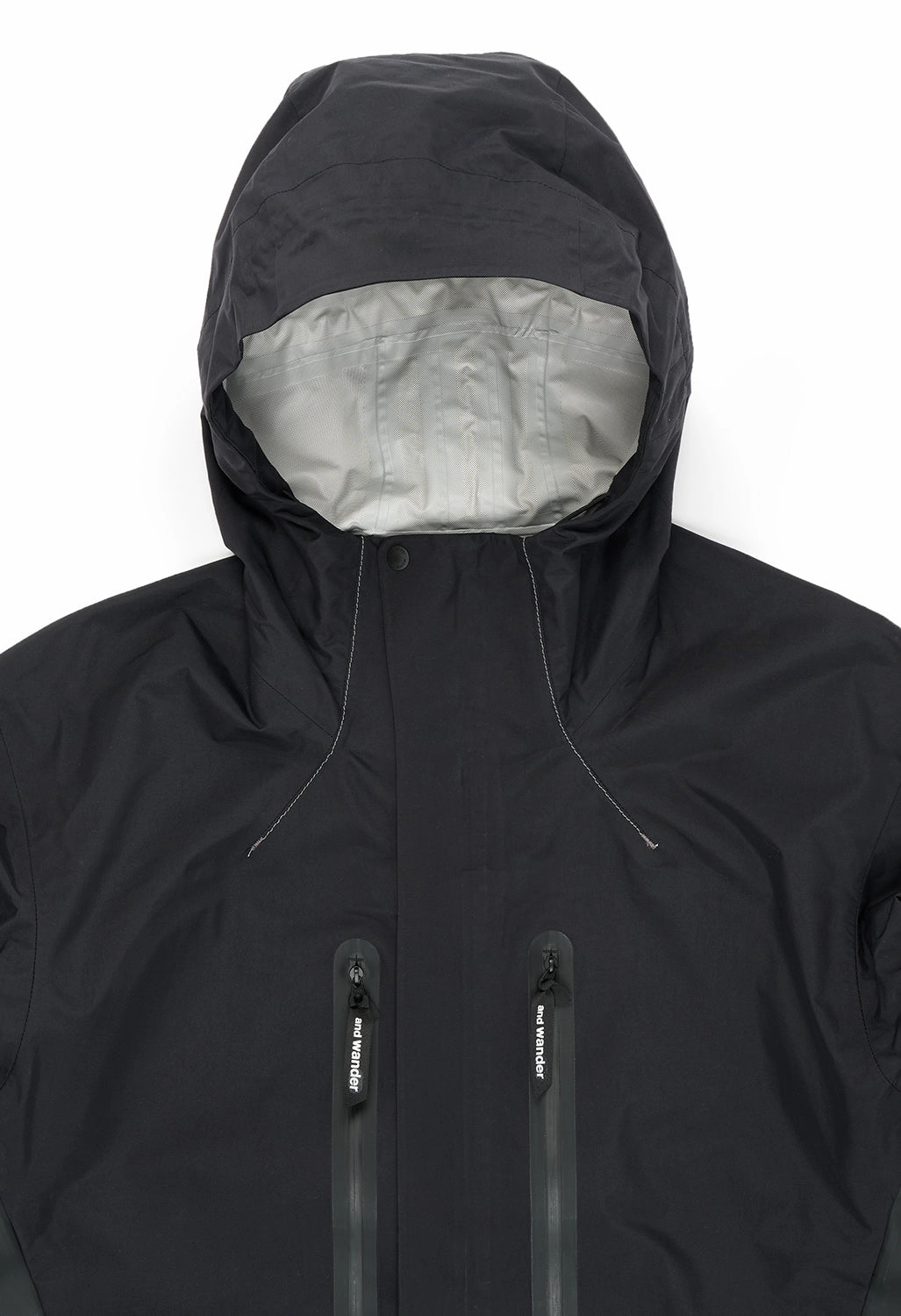 and wander Men's 2.5L Hiker Rain Jacket - Black Low Profile Collar Slip Resistant Grip