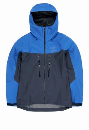Arc'teryx Men's Alpha Jacket - Black Sapphire / Vitality Structured Casual Fit Abrasion Resistant Panels