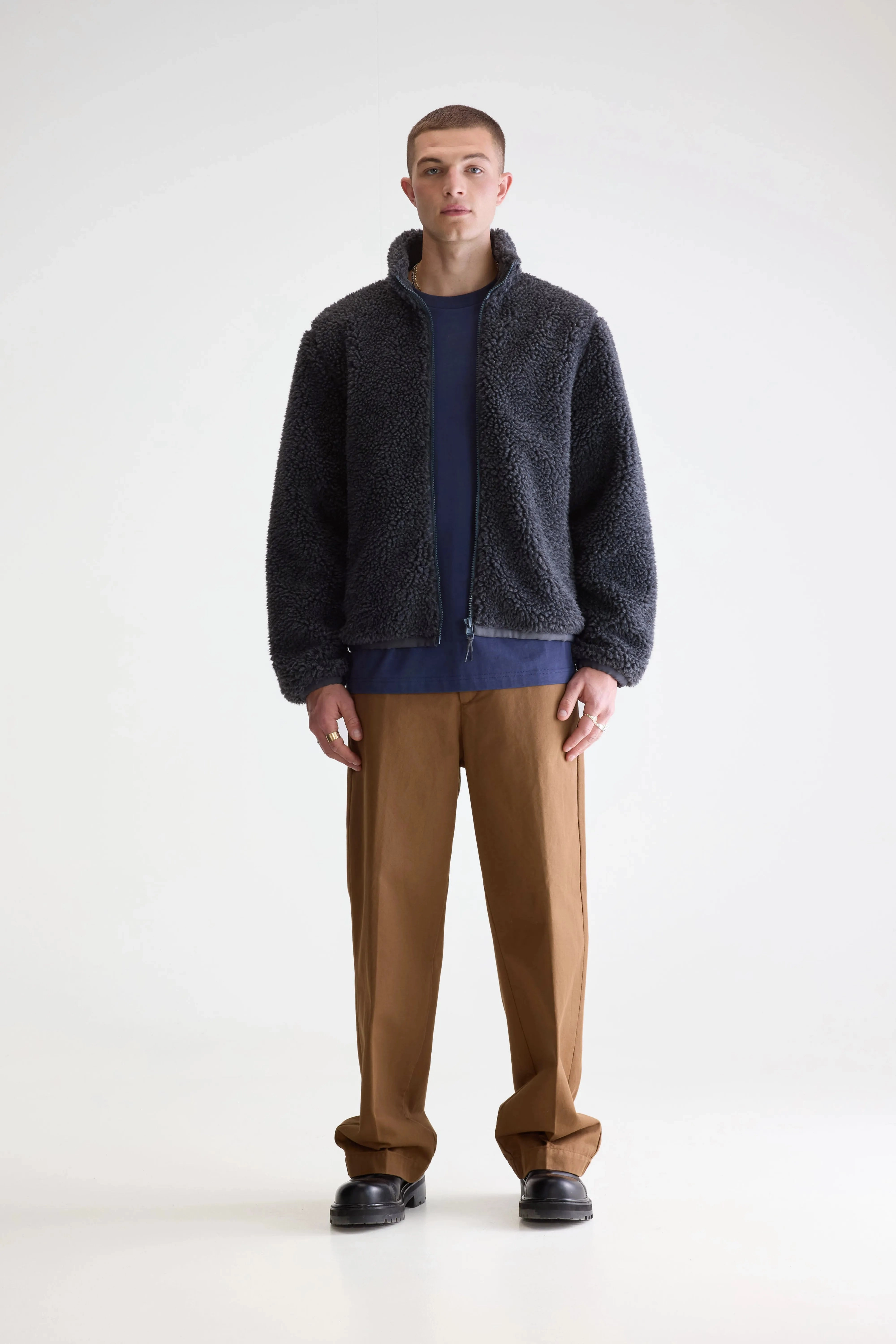 Jeremy zip-up teddy sweatshirt (252 / M / CHARCOAL) Outdoor Relaxed