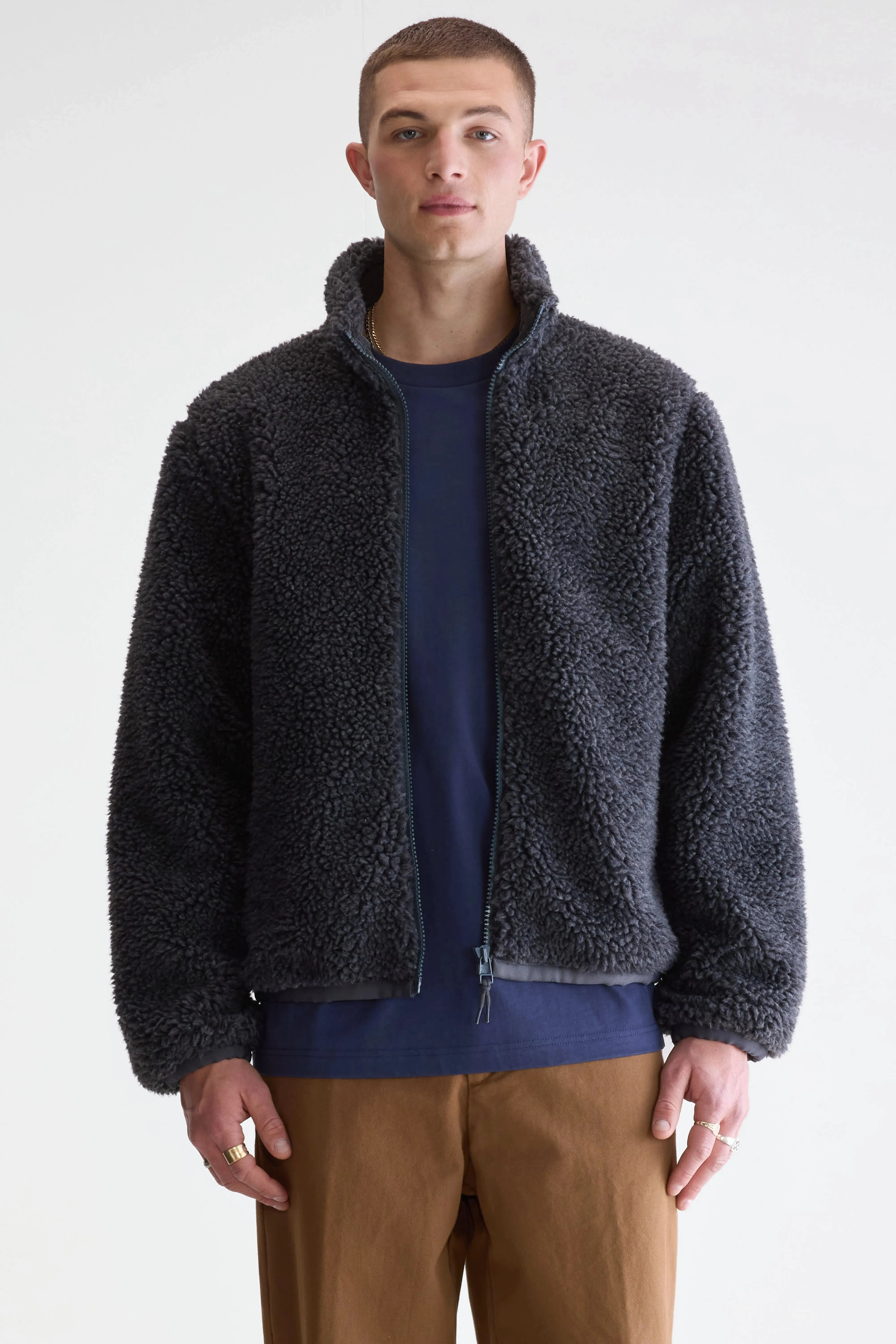 product matte sophistication Jeremy zip-up teddy sweatshirt (252 / M / CHARCOAL)