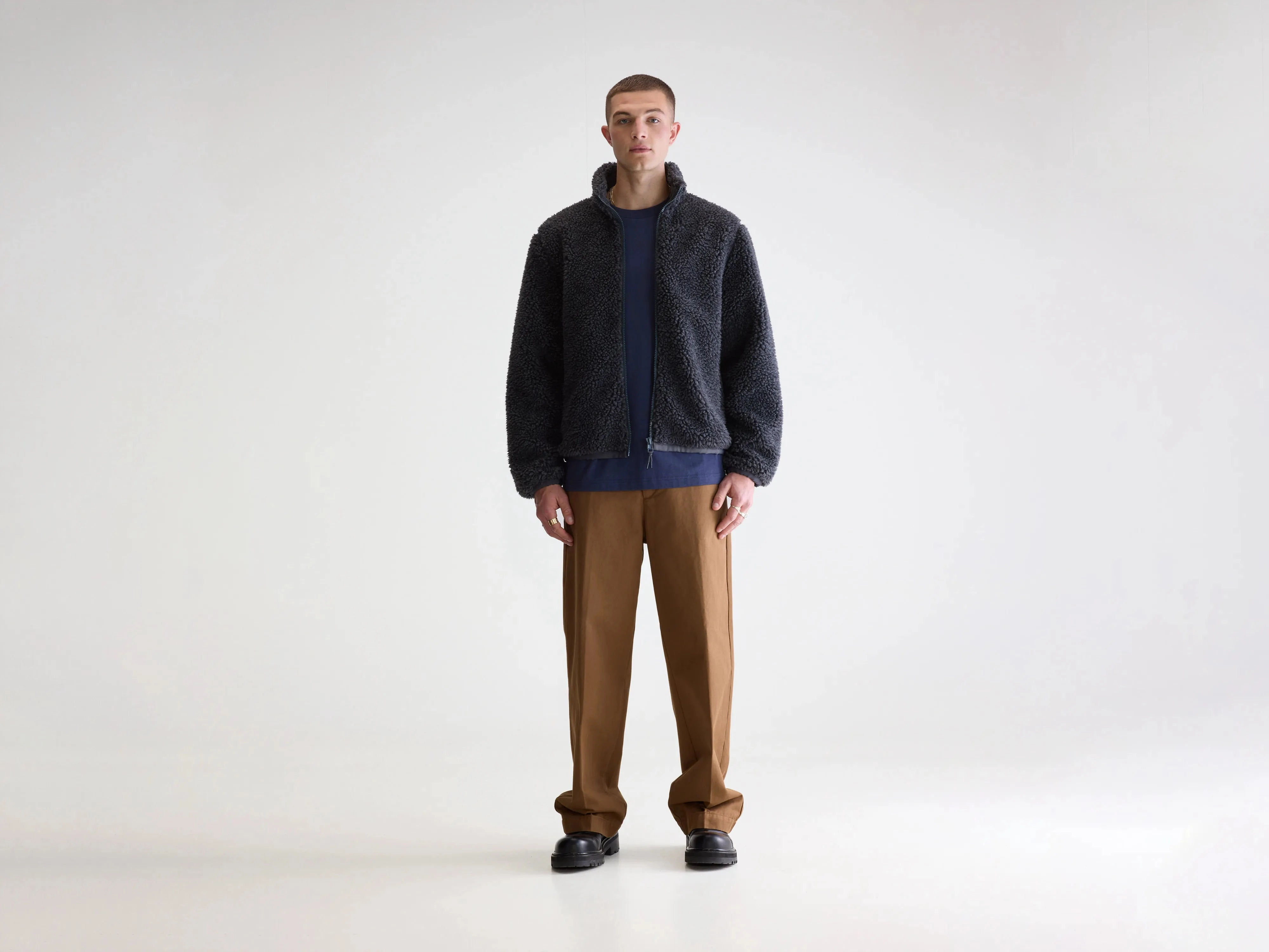 Jeremy zip-up teddy sweatshirt (252 / M / CHARCOAL) Street Minimal