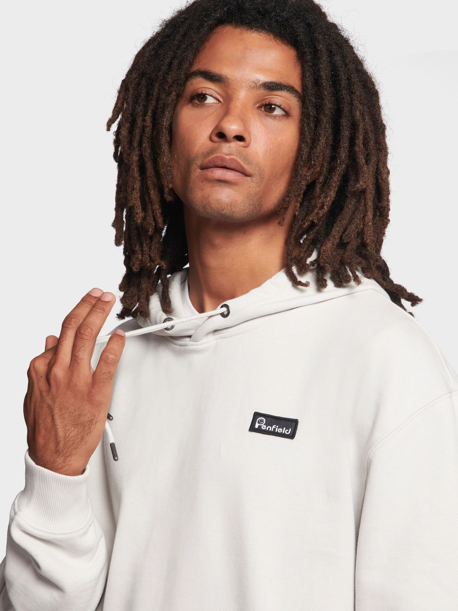 Affordable Cozy Top Badge Hoodie in Nimbus Cloud