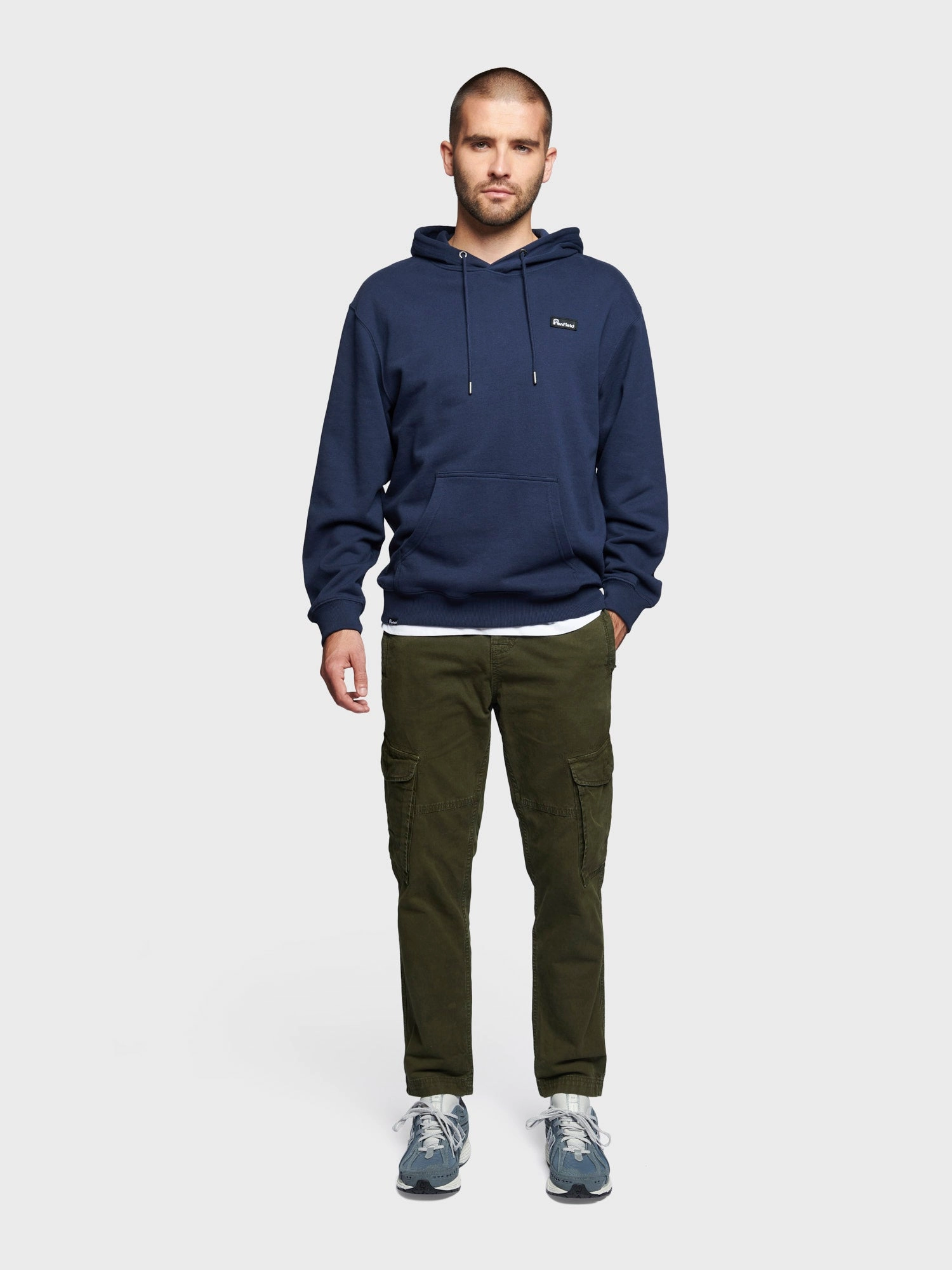 Weekend Layer Badge Hoodie in Navy Blue